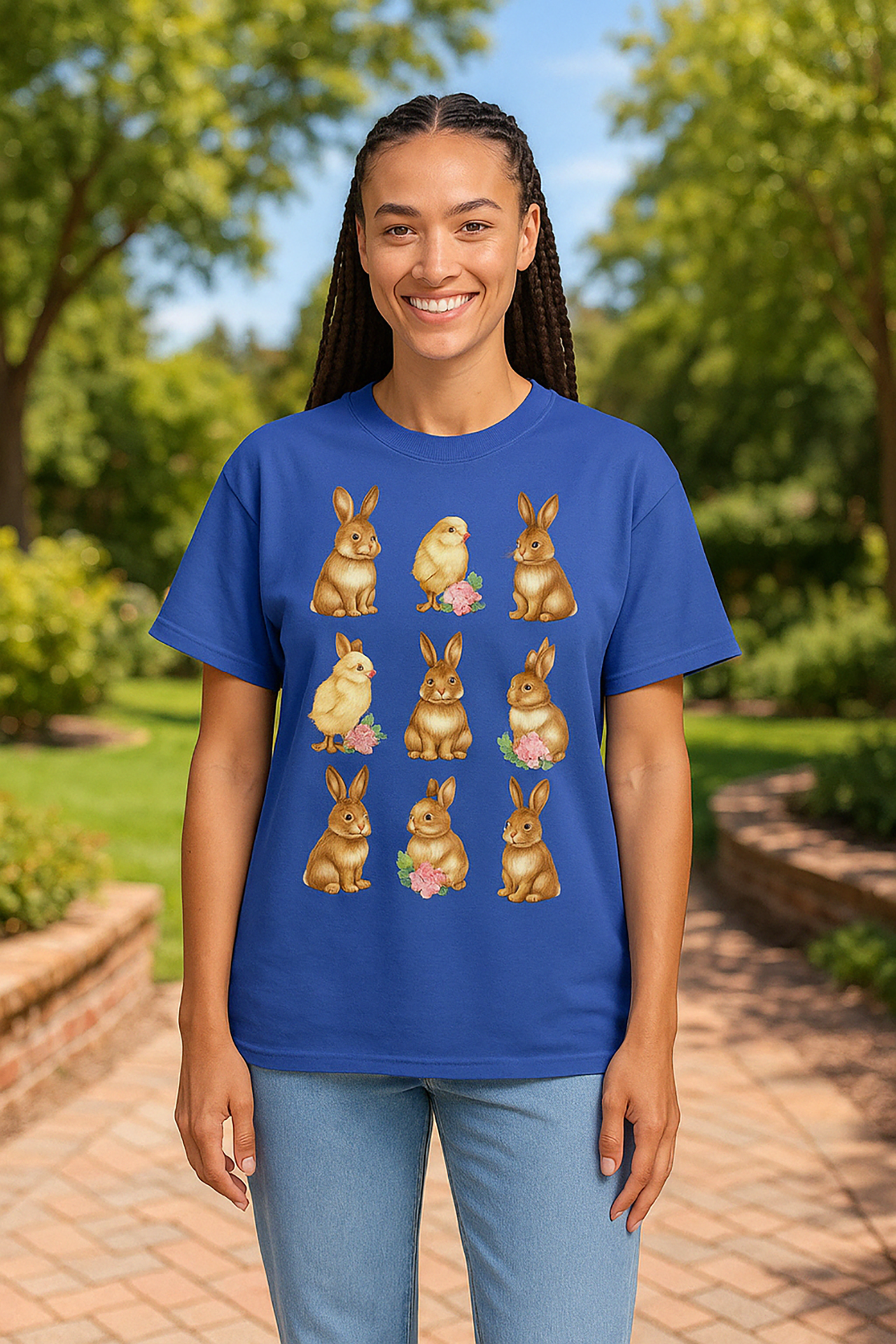 Bunny And Chick T-Shirt Unisex Garment-Dyed Tee for Spring Celebrations Bunny And Chick T-Shirt Unisex Garment-Dyed Tee for Spring Celebrations