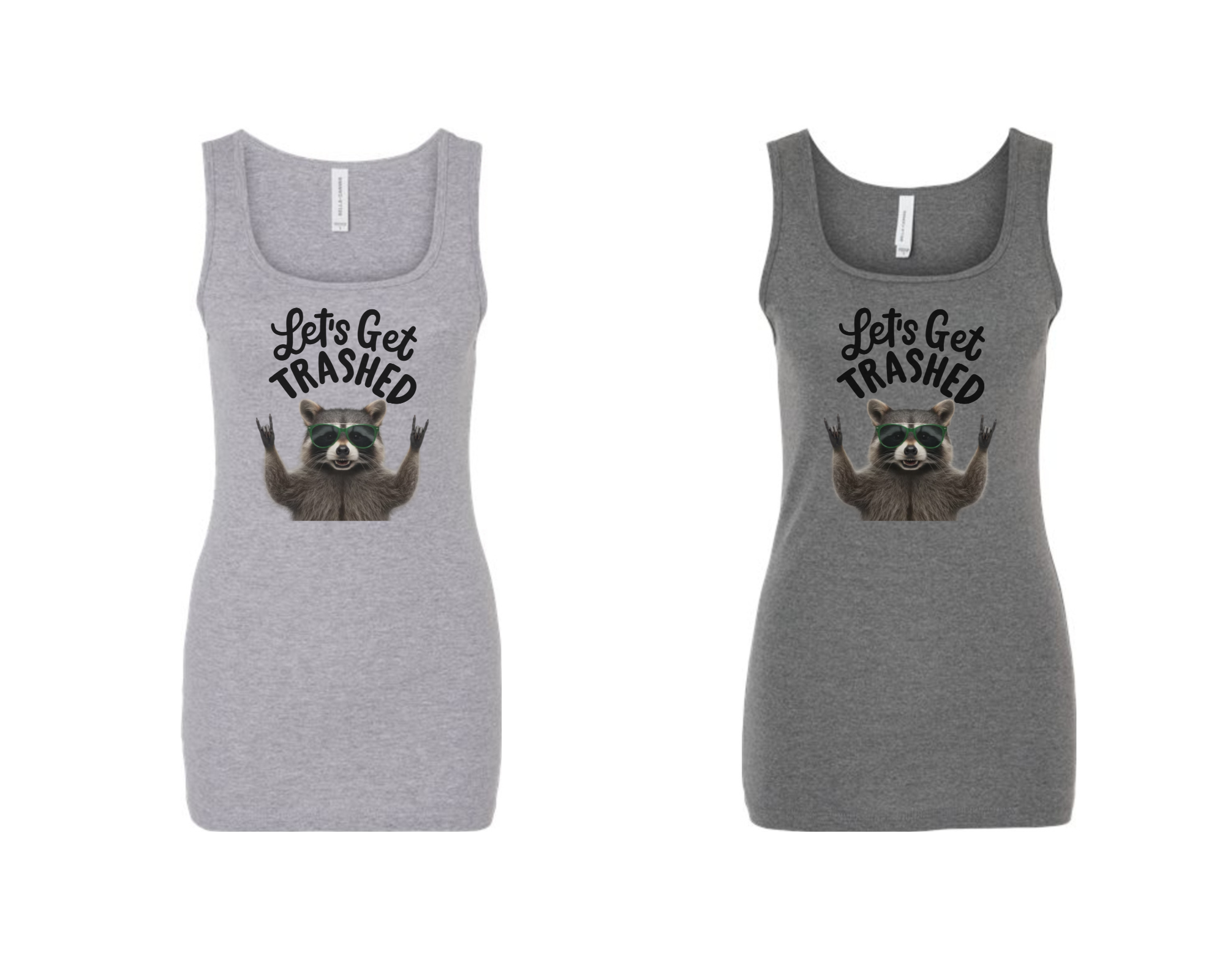Funny Racoon 'Let's Get Trashed' Women's Micro Ribbed Bella Canvas Tank Top Funny Racoon 'Let's Get Trashed' Women's Micro Ribbed Bella Canvas Tank Top