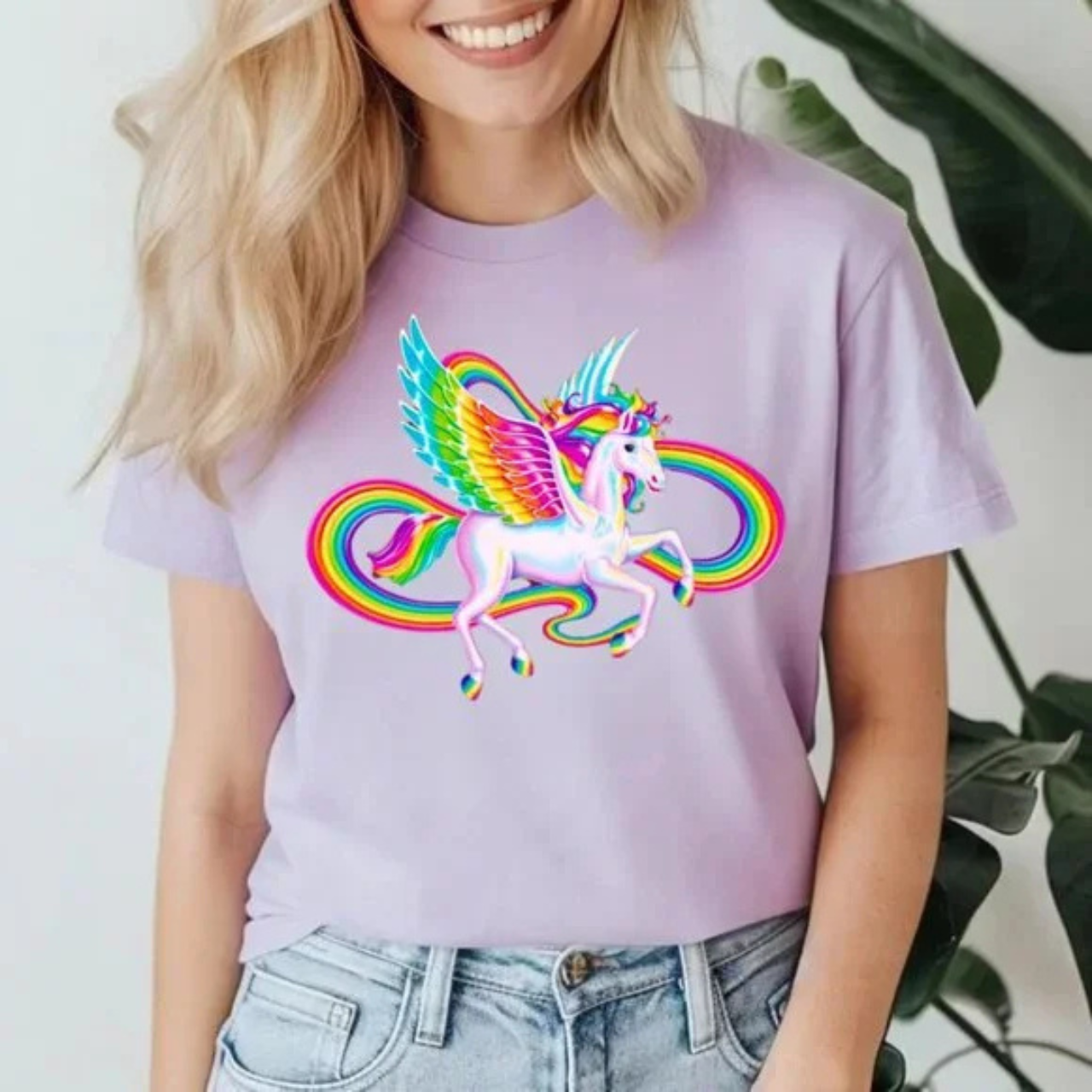 Rainbow Unicorn 90's Lisa Frank Inspired Women's Graphic Print T Shirt product thumbnail image Rainbow Unicorn 90's Lisa Frank Inspired Women's Graphic Print T Shirt product thumbnail image