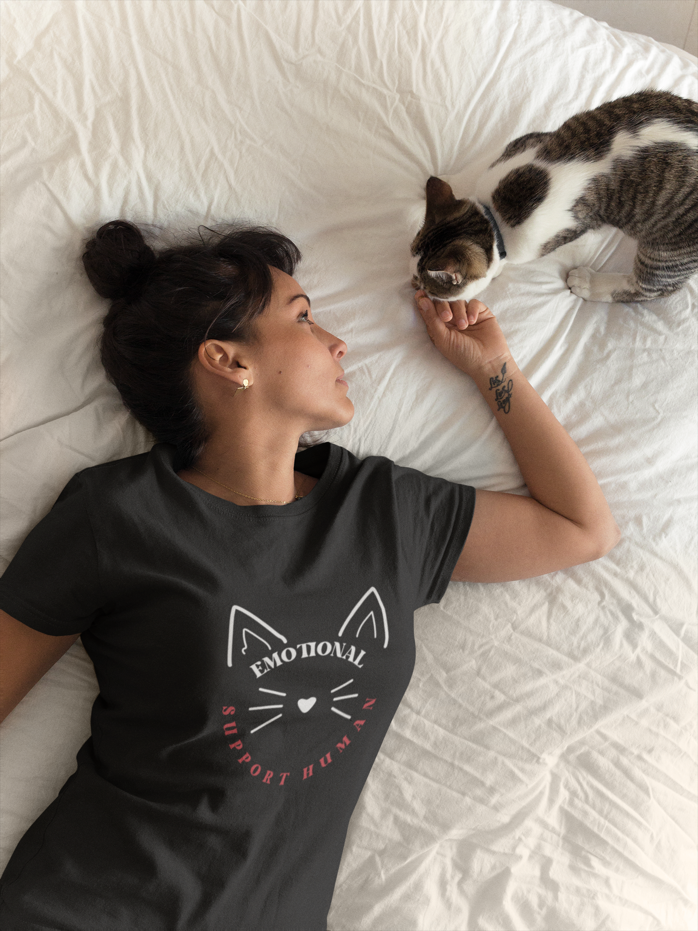 Cat Lover Unisex T-Shirt - Emotional Support Human Tee product thumbnail image Cat Lover Unisex T-Shirt - Emotional Support Human Tee product thumbnail image