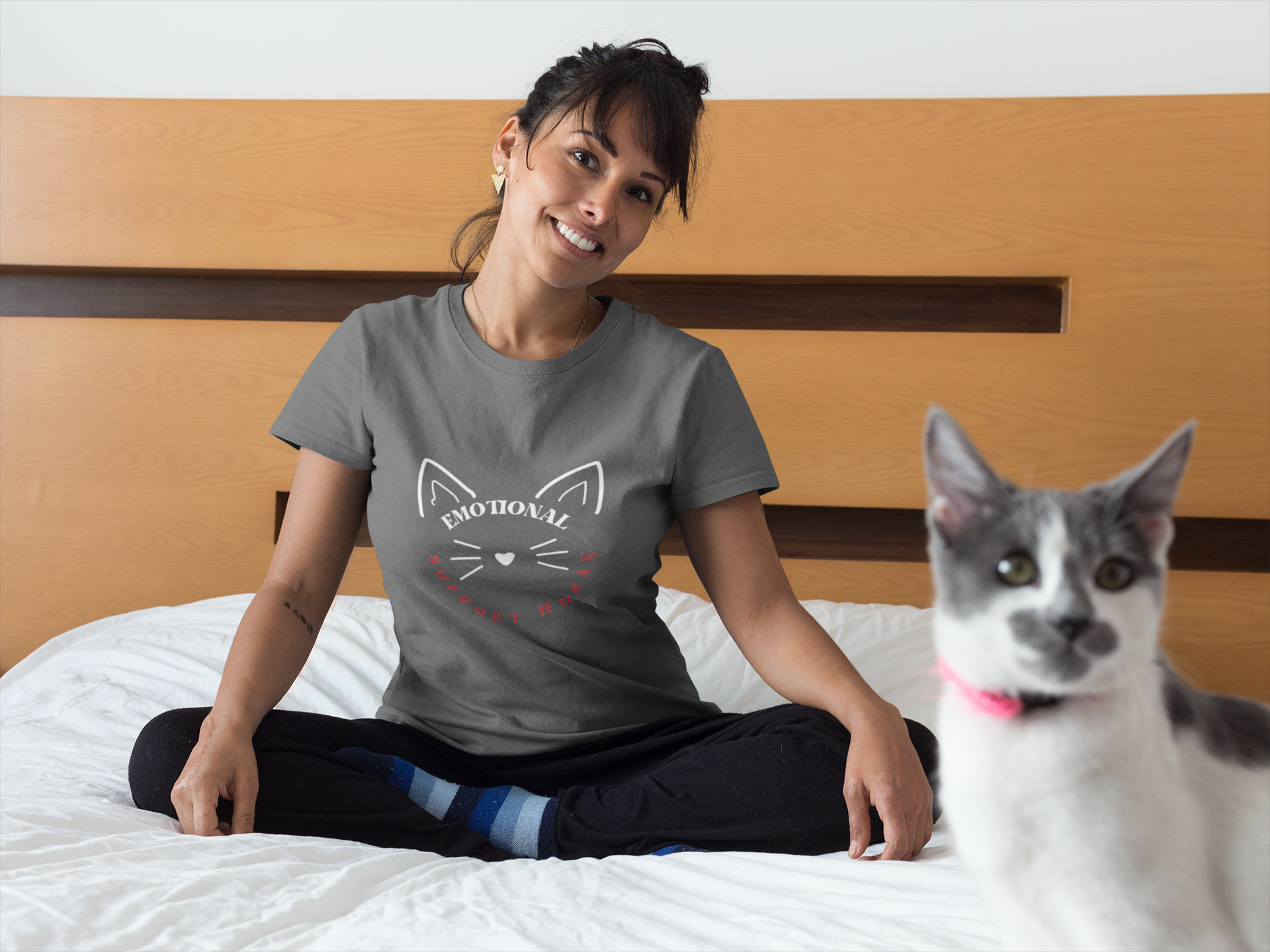 Cat Lover Unisex T-Shirt - Emotional Support Human Tee product thumbnail image Cat Lover Unisex T-Shirt - Emotional Support Human Tee product thumbnail image