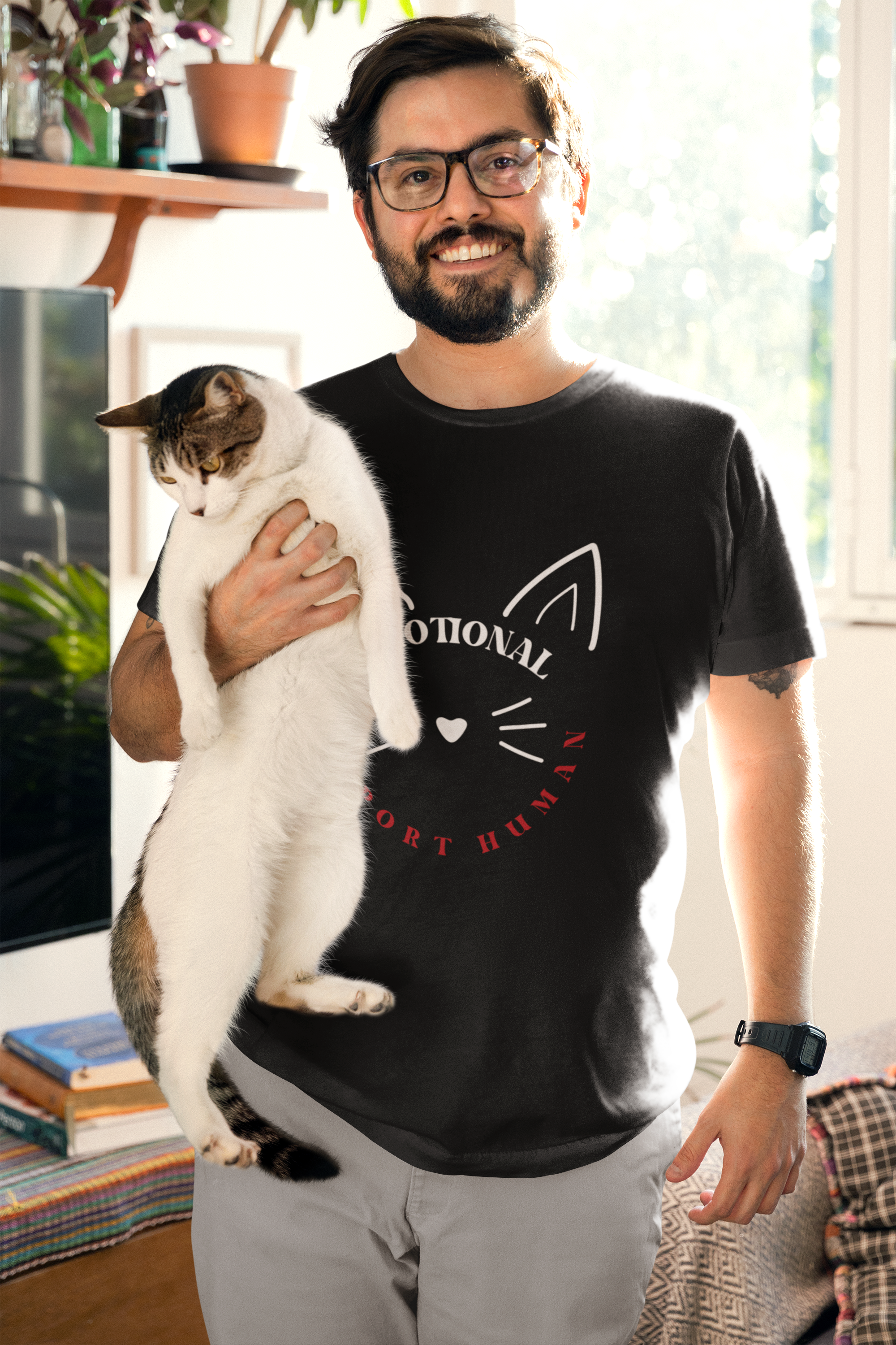 Cat Lover Unisex T-Shirt - Emotional Support Human Tee product thumbnail image Cat Lover Unisex T-Shirt - Emotional Support Human Tee product thumbnail image