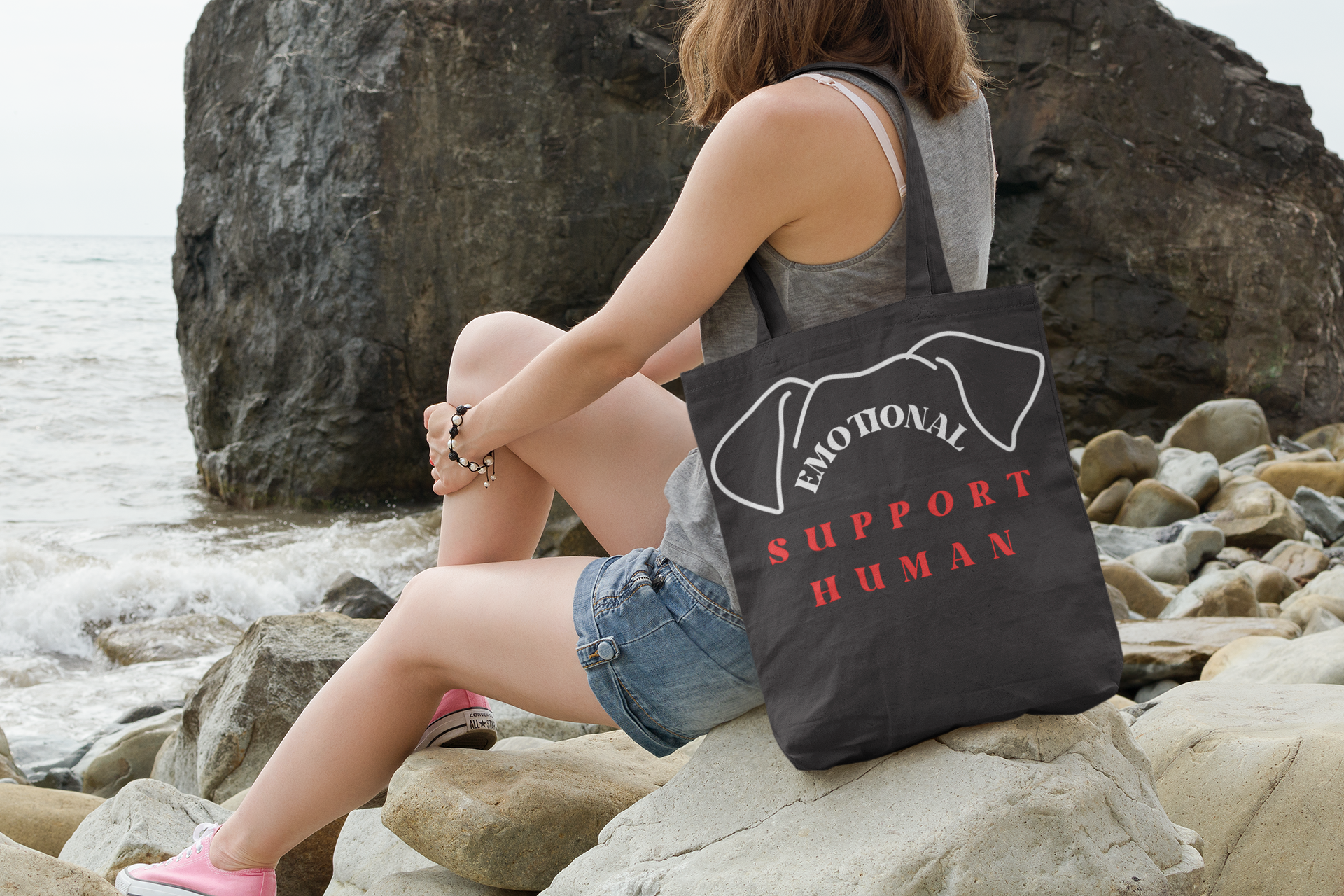 Emotional Support Human Tote Bag - Fun Cotton Canvas for Dog Lovers product thumbnail image