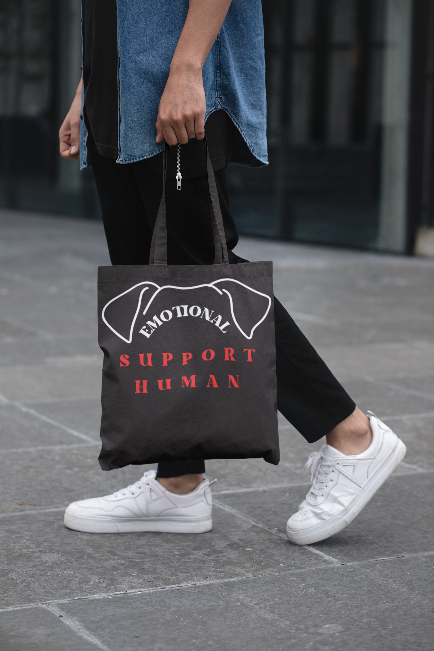 Emotional Support Human Tote Bag - Fun Cotton Canvas for Dog Lovers