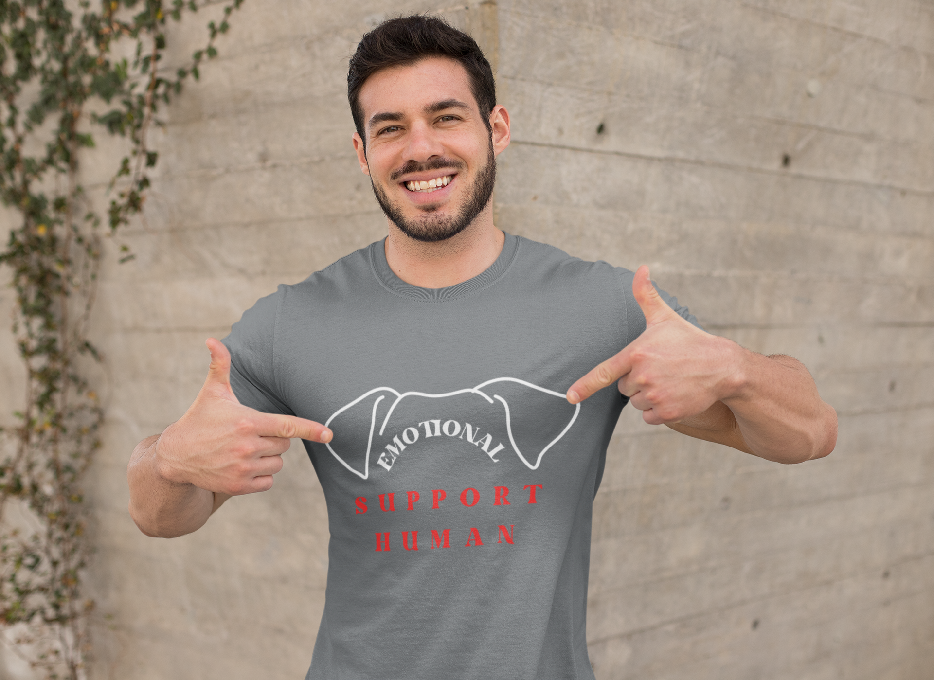 Emotional Support Human Dog Design Unisex Softstyle T-Shirt product thumbnail image Emotional Support Human Dog Design Unisex Softstyle T-Shirt product thumbnail image
