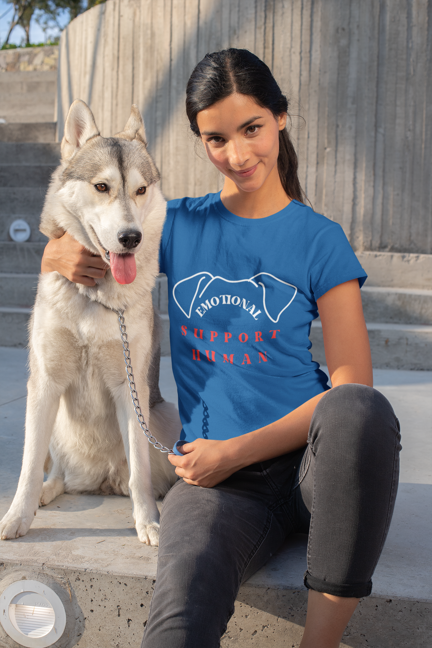 Emotional Support Human Dog Design Unisex Softstyle T-Shirt product thumbnail image Emotional Support Human Dog Design Unisex Softstyle T-Shirt product thumbnail image