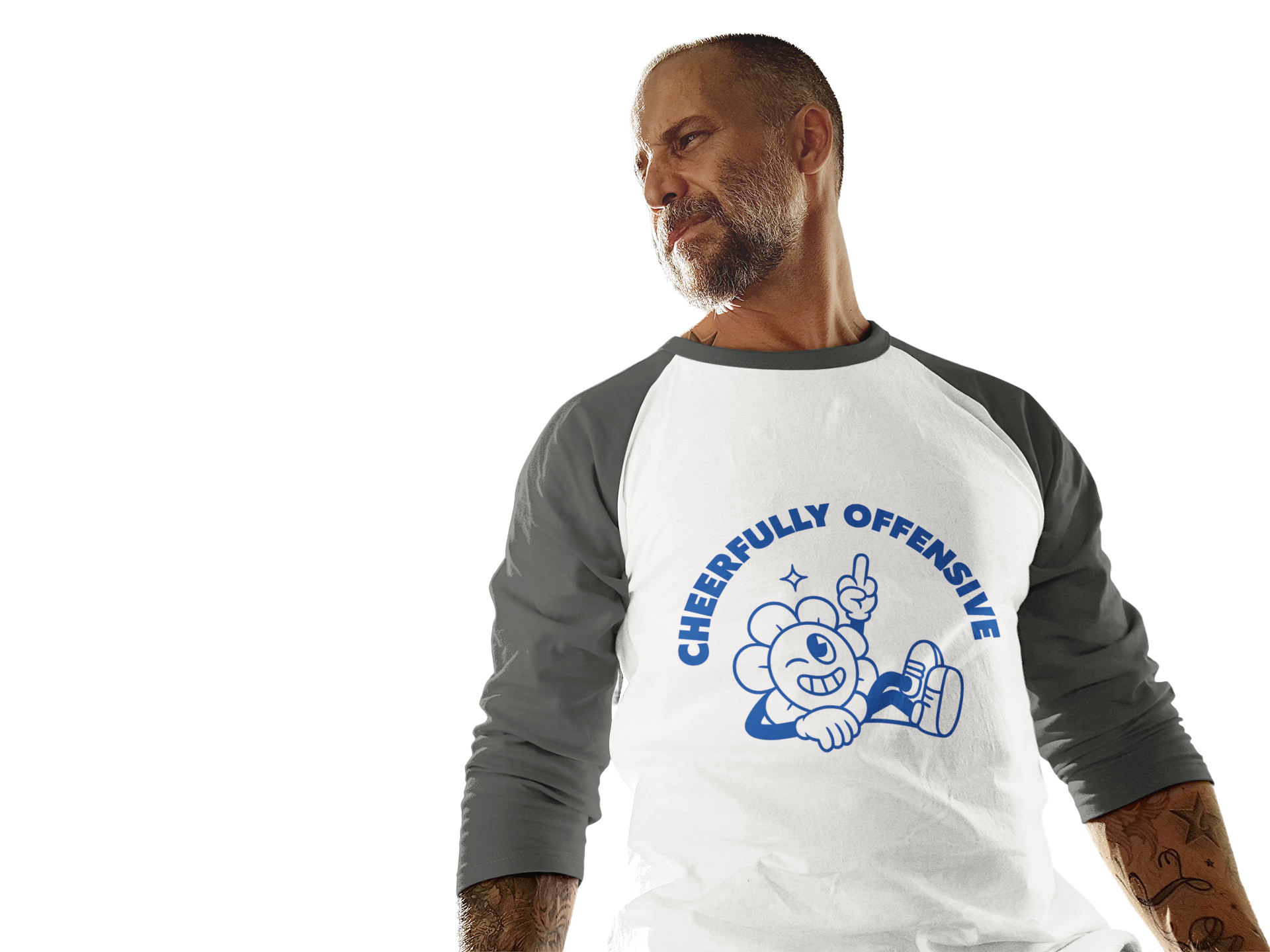 Funny Cheerfully Offensive Baseball Tee Unisex product thumbnail image Funny Cheerfully Offensive Baseball Tee Unisex product thumbnail image