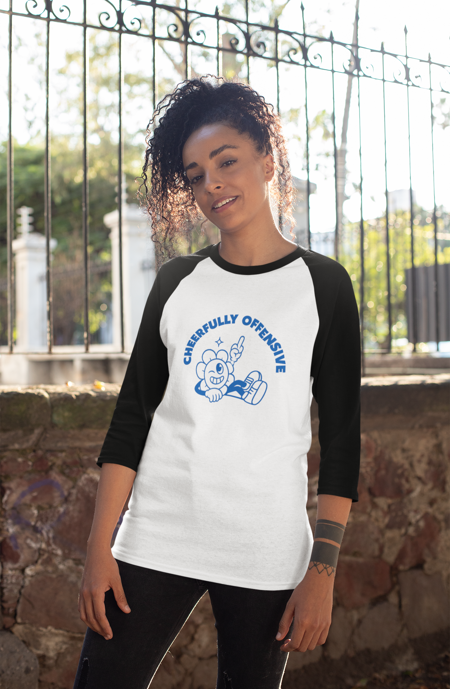 Funny Cheerfully Offensive Baseball Tee Unisex product thumbnail image