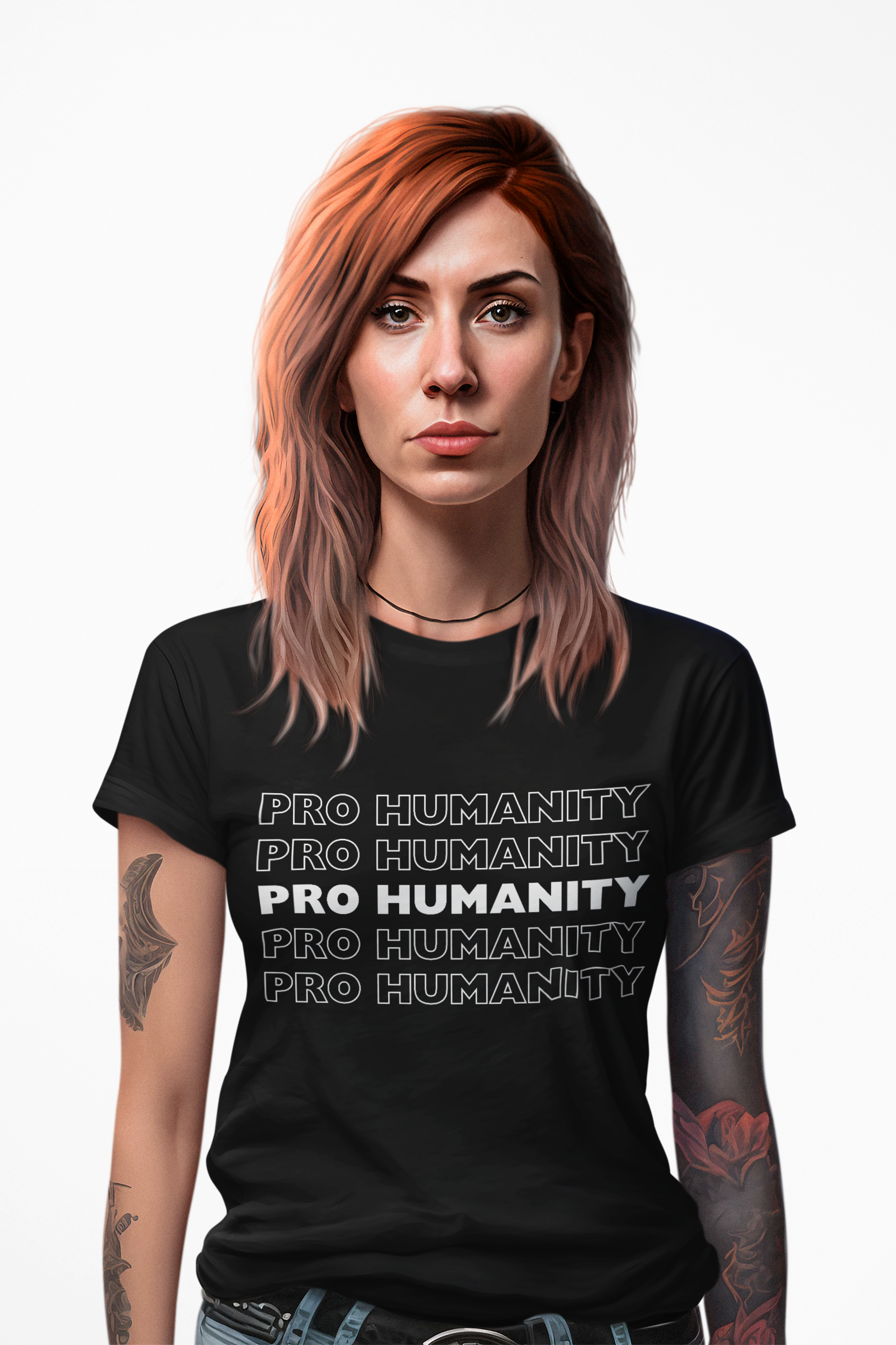Pro-Humanity Fitted Women's Tee (WHITE) product thumbnail image