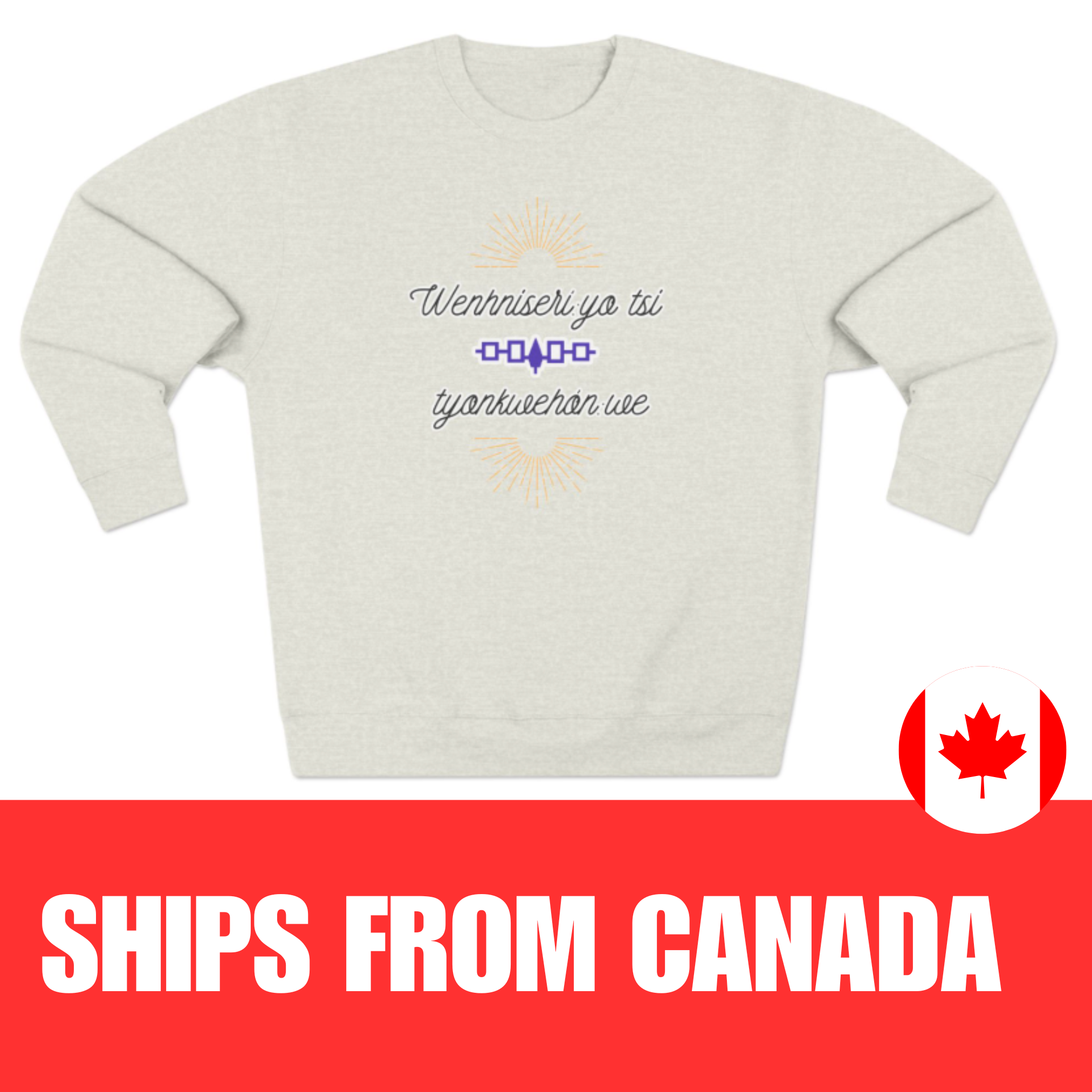 Mohawk Language Unisex Crewneck Sweatshirt - Wenhniseriyo tsi tyonkwehonwe (Its a good day to be Indigenous), Gift Idea, Ships from Canada Mohawk Language Unisex Crewneck Sweatshirt - Wenhniseriyo tsi tyonkwehonwe (Its a good day to be Indigenous), Gift Idea, Ships from Canada