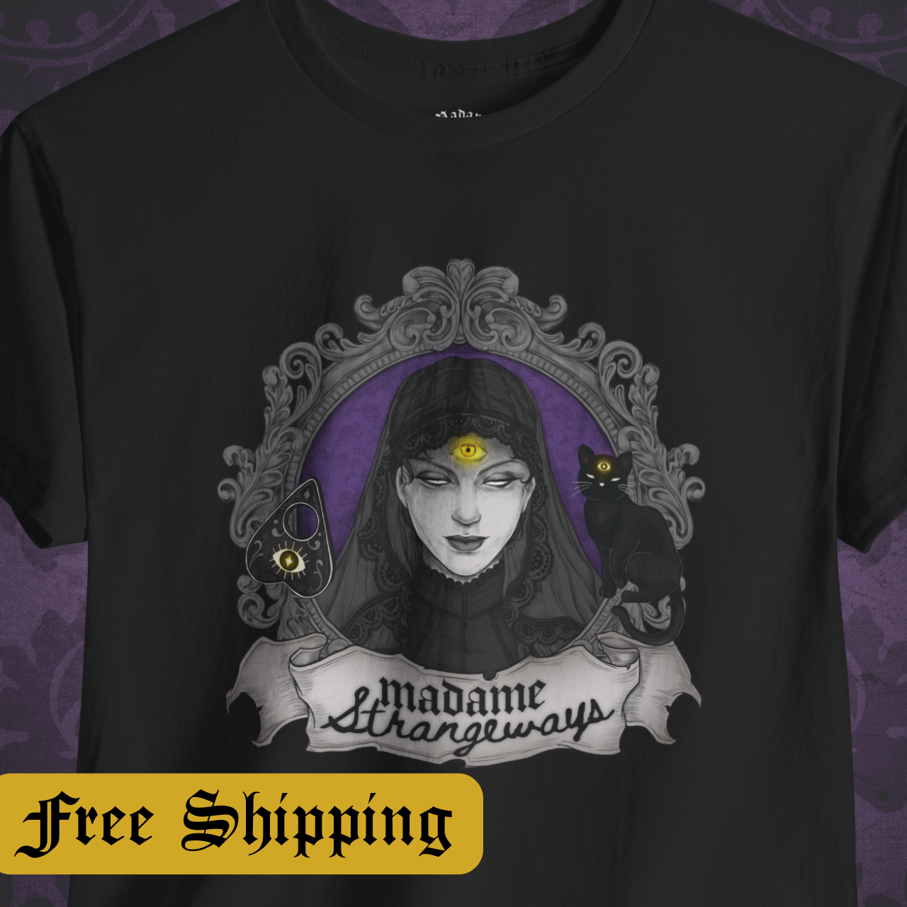 Heavy Cotton T-Shirt - Madame Strangeways Illustration Cover Art Heavy Cotton T-Shirt - Madame Strangeways Illustration Cover Art