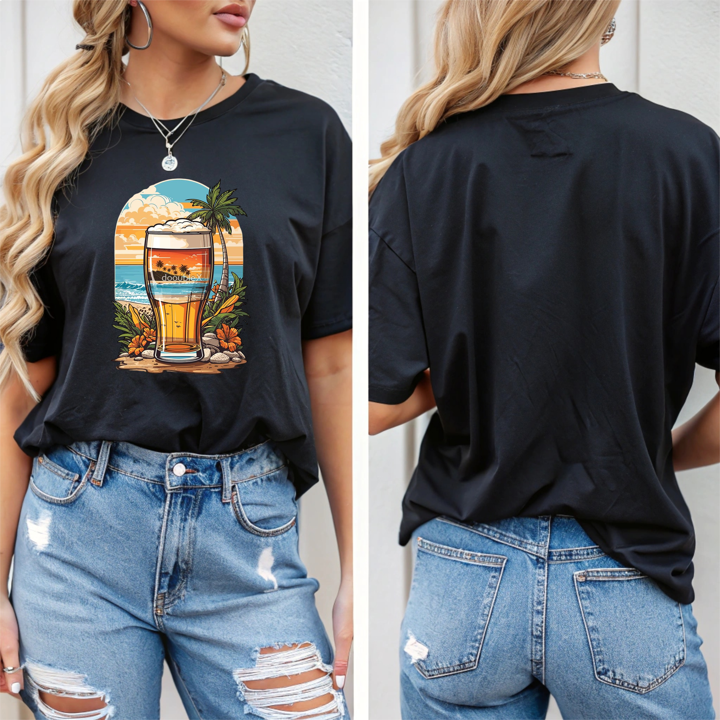 Tropical Beach Sunset Unisex Heavy Cotton Tee product thumbnail image Tropical Beach Sunset Unisex Heavy Cotton Tee product thumbnail image