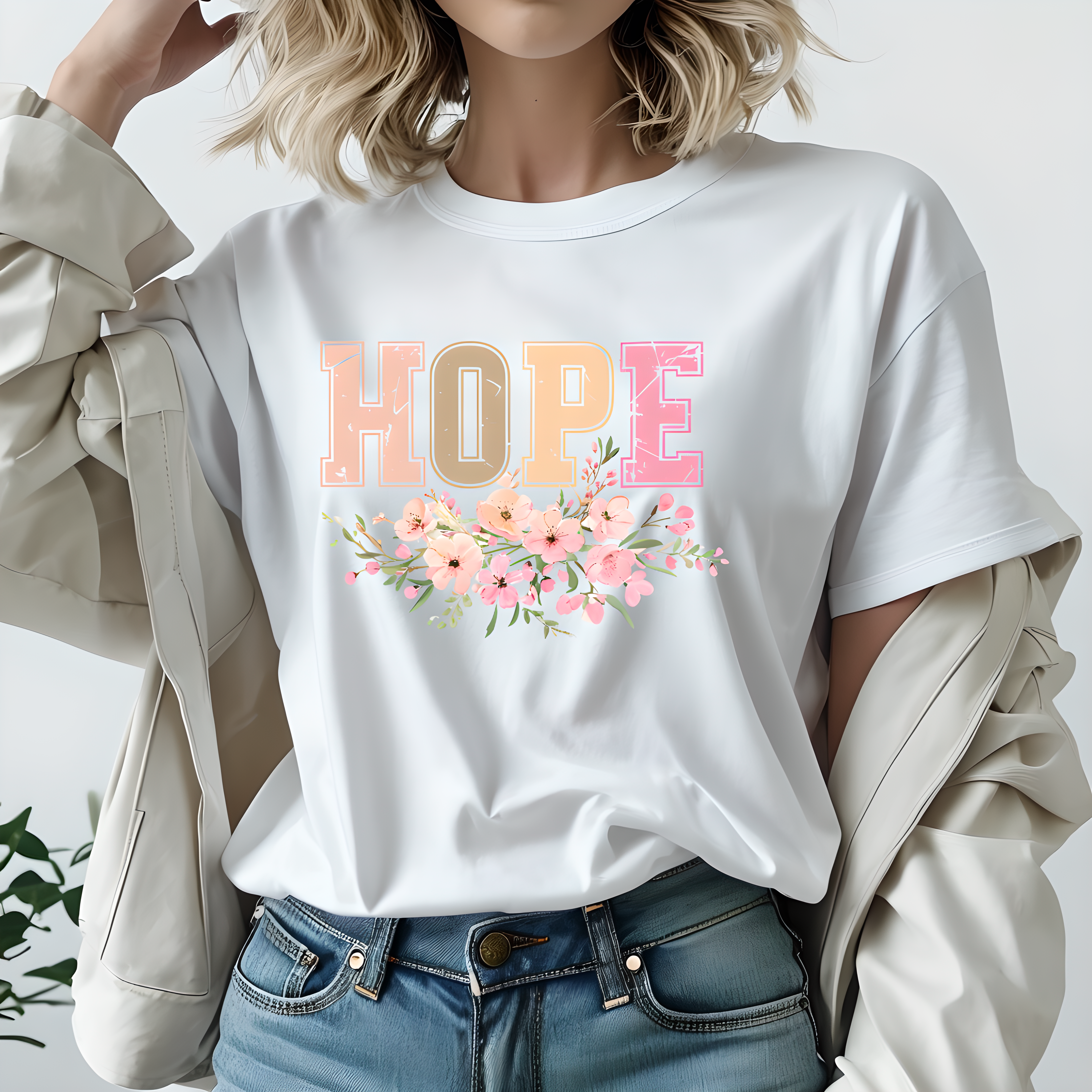 Hope Bella + Canvas Christian T-Shirt with Floral Design – Faith-Based Shirt for Women, Bible Verse Inspired Gift Idea product thumbnail image