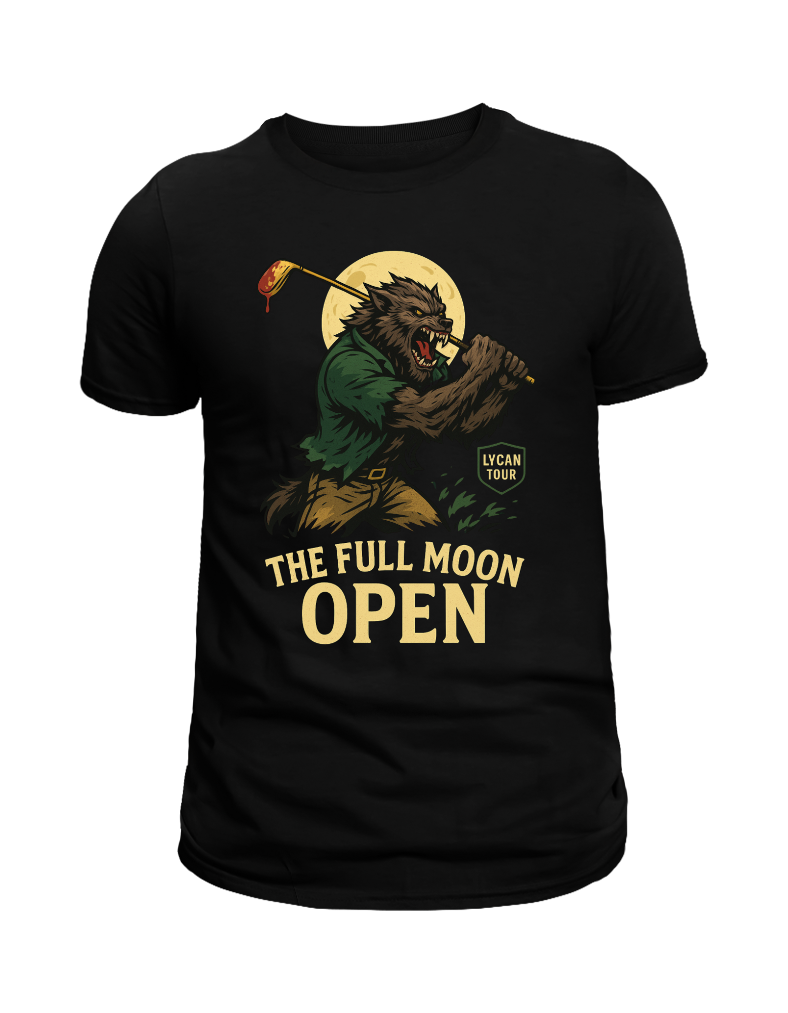 Full Moon Lycan Tour T-shirt, Werewolf Graphic Tee, Unisex Garment-Dyed Shirt, Dad Gift, Moonlight Print, Wolf Lover Apparel, Golf Lovers