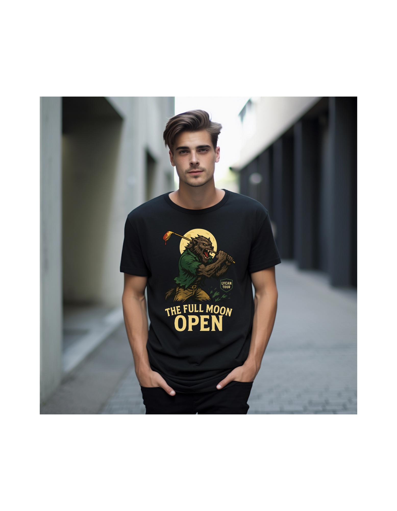 Full Moon Lycan Tour T-shirt, Werewolf Graphic Tee, Unisex Garment-Dyed Shirt, Dad Gift, Moonlight Print, Wolf Lover Apparel, Golf Lovers product thumbnail image