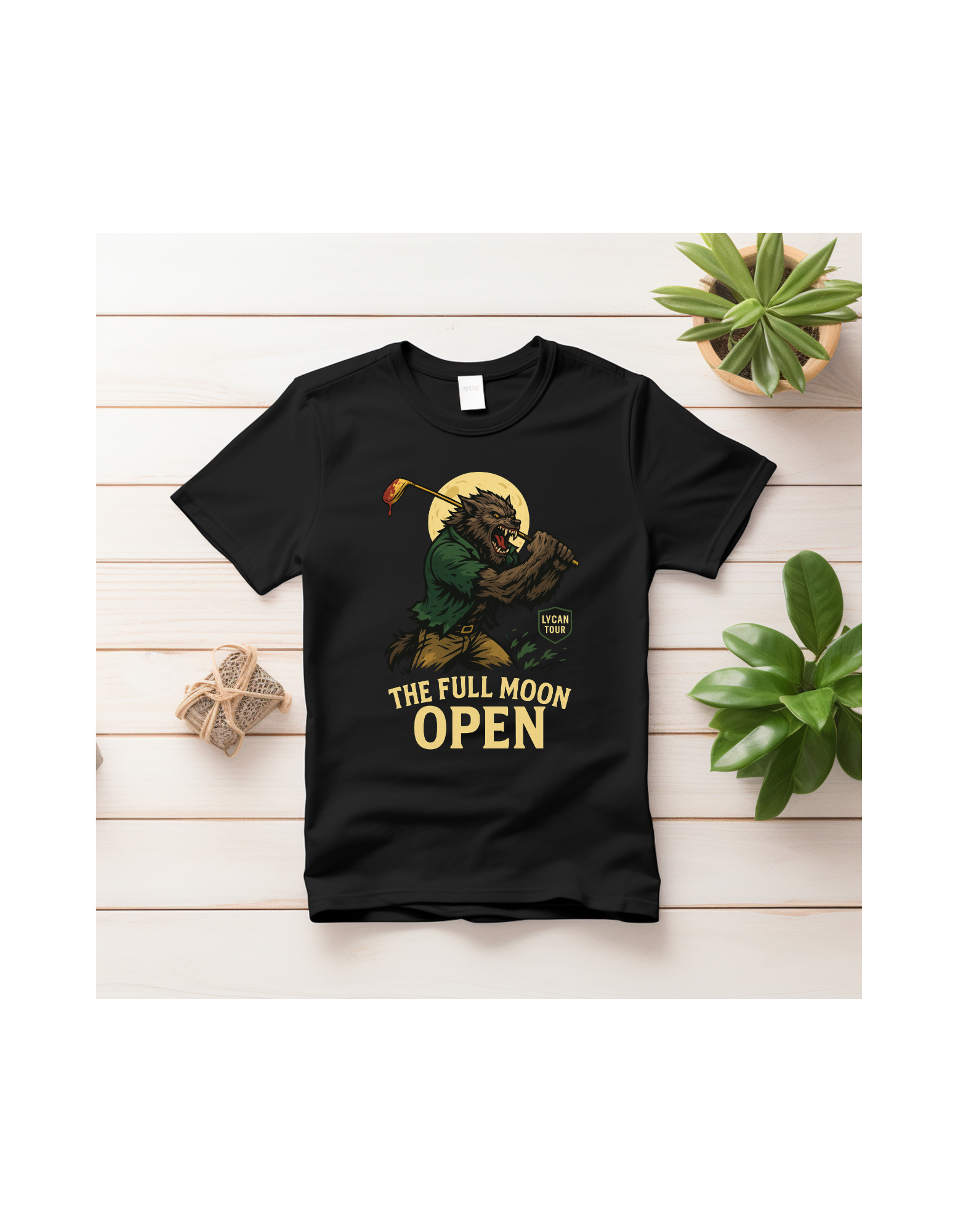 Full Moon Lycan Tour T-shirt, Werewolf Graphic Tee, Unisex Garment-Dyed Shirt, Dad Gift, Moonlight Print, Wolf Lover Apparel, Golf Lovers product thumbnail image