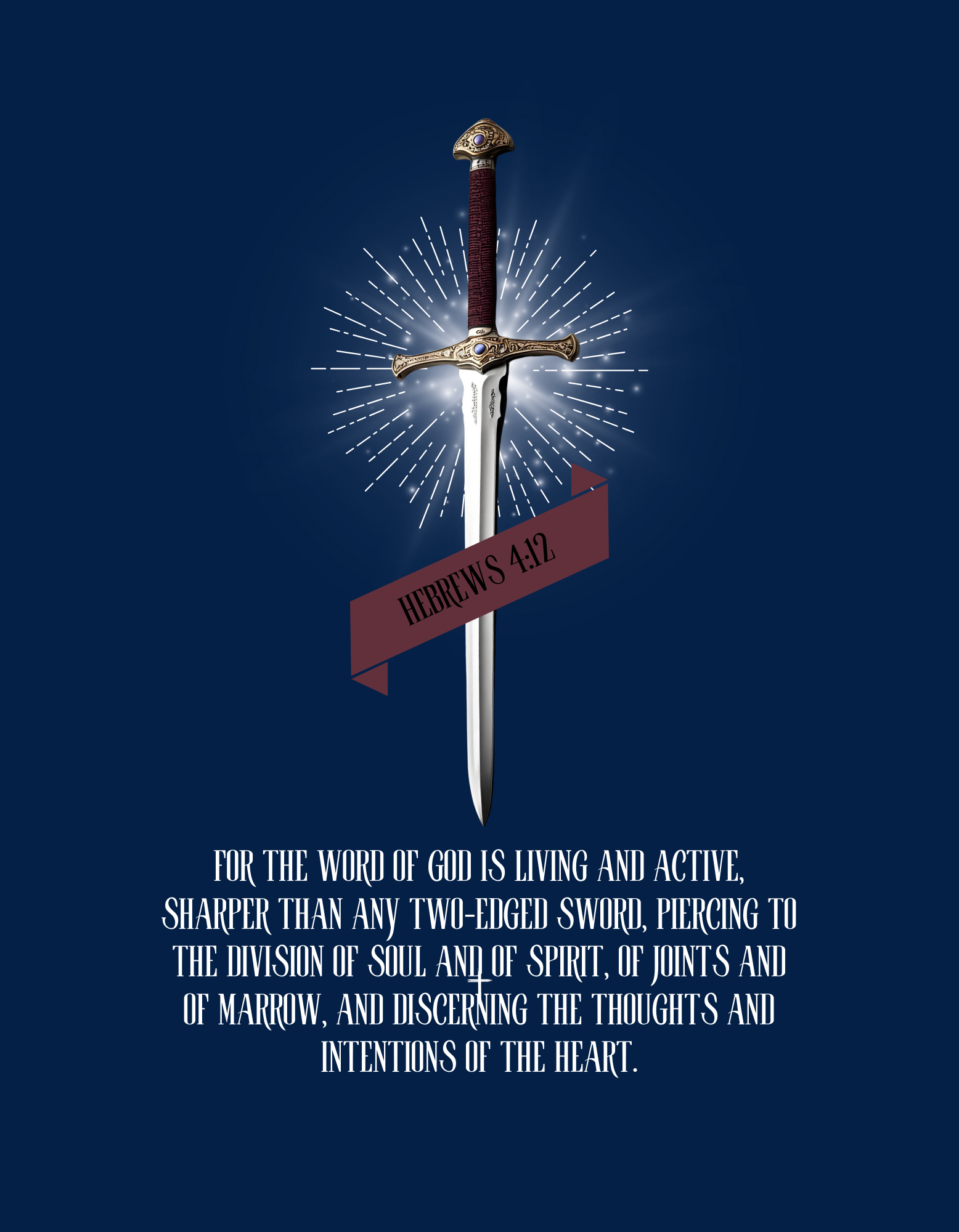 (Back Graphic) Scripture Verse Hebrews 4:12 Unisex Tee with Sword Design (Back Graphic) Scripture Verse Hebrews 4:12 Unisex Tee with Sword Design