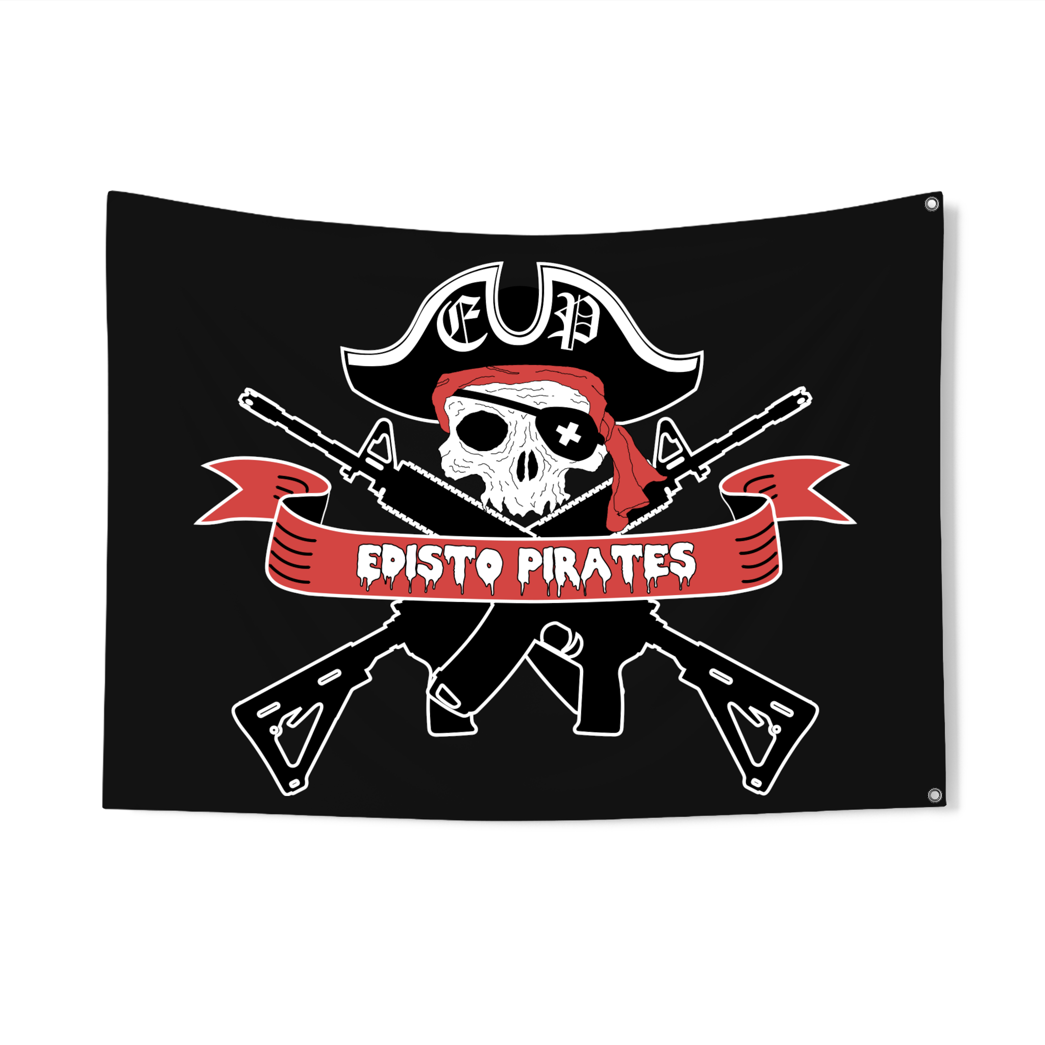 Edisto Pirates Double Sided Flag (Multiple Size Options) - Black Edisto Pirates Double Sided Flag (Multiple Size Options) - Black