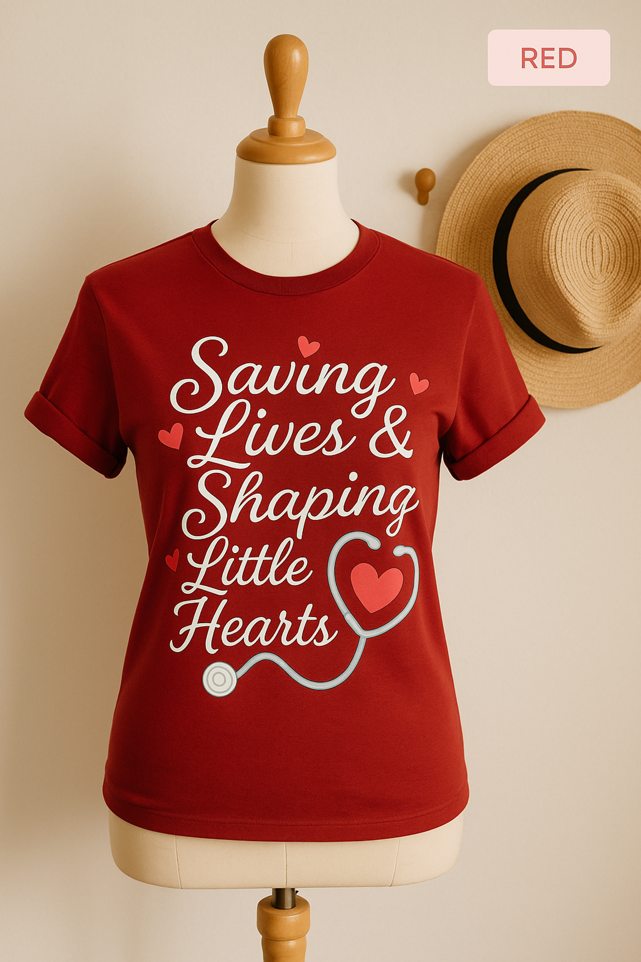 Saving Lives & Shaping Little Hearts Unisex T-Shirt, Nurse Gift, Medical Worker Shirt, Healthcare Hero Tee, Hospital Staff Top, Doctor product thumbnail image Saving Lives & Shaping Little Hearts Unisex T-Shirt, Nurse Gift, Medical Worker Shirt, Healthcare Hero Tee, Hospital Staff Top, Doctor product thumbnail image