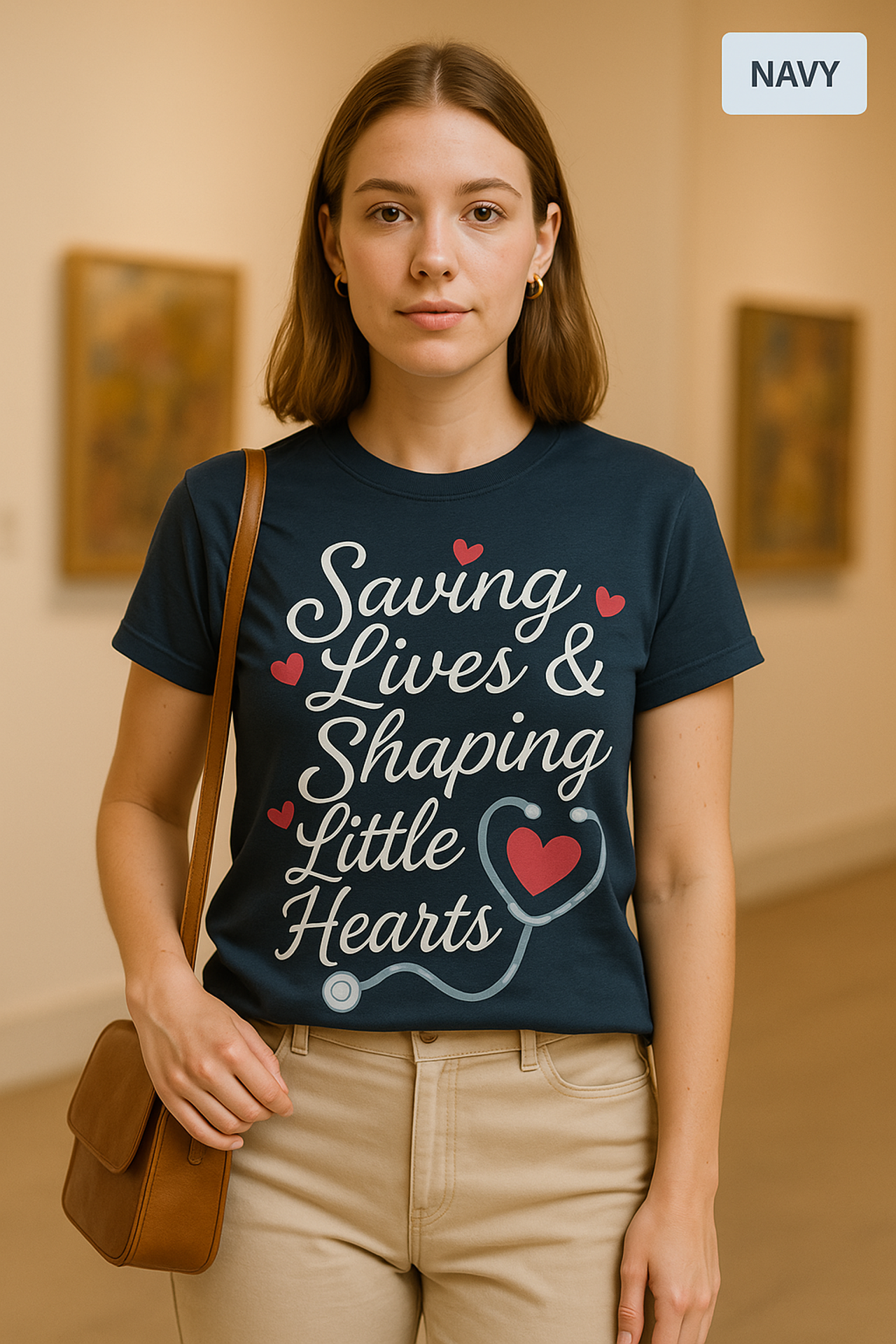 Saving Lives & Shaping Little Hearts Unisex T-Shirt, Nurse Gift, Medical Worker Shirt, Healthcare Hero Tee, Hospital Staff Top, Doctor product thumbnail image Saving Lives & Shaping Little Hearts Unisex T-Shirt, Nurse Gift, Medical Worker Shirt, Healthcare Hero Tee, Hospital Staff Top, Doctor product thumbnail image