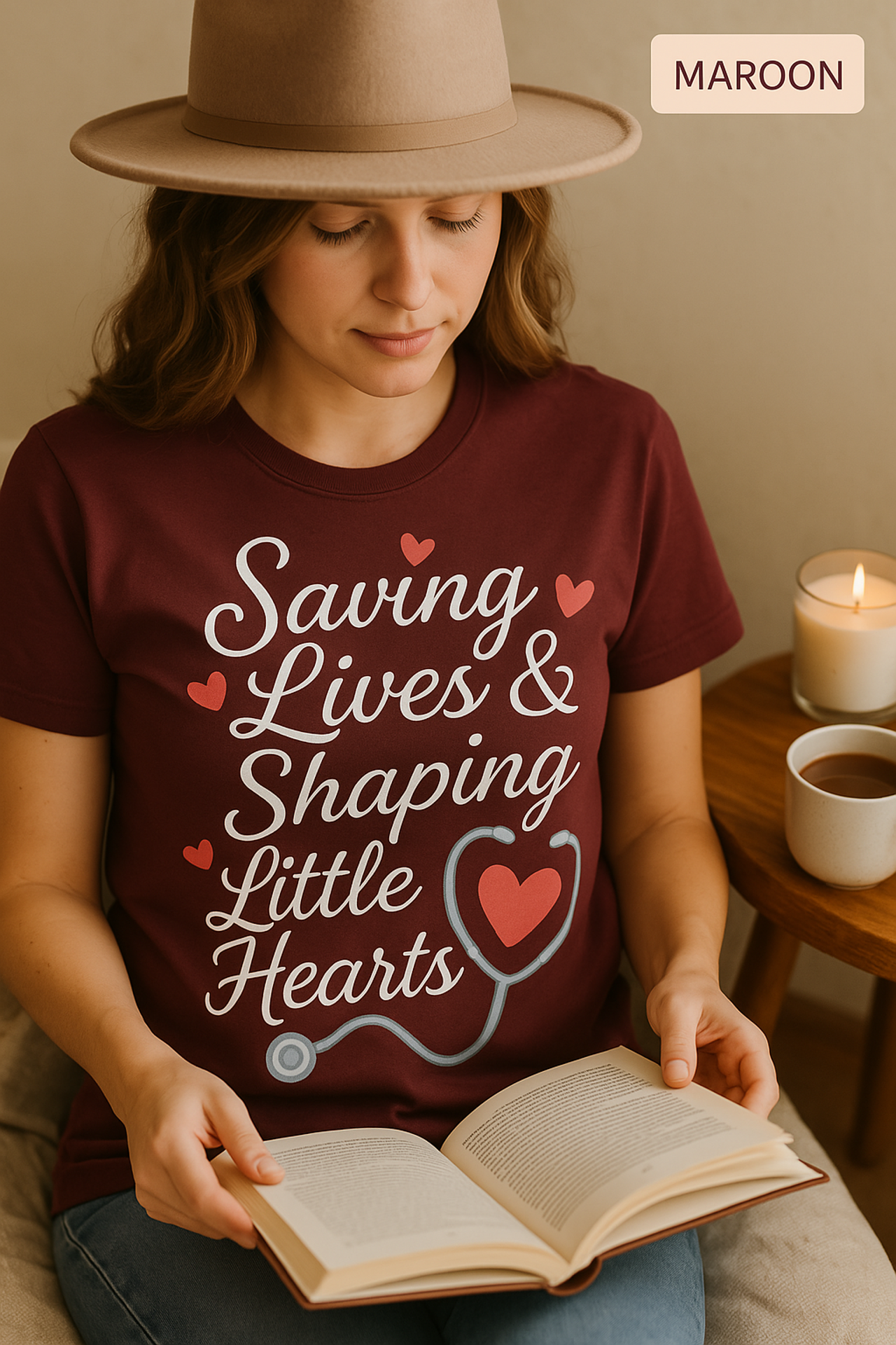 Saving Lives & Shaping Little Hearts Unisex T-Shirt, Nurse Gift, Medical Worker Shirt, Healthcare Hero Tee, Hospital Staff Top, Doctor product thumbnail image Saving Lives & Shaping Little Hearts Unisex T-Shirt, Nurse Gift, Medical Worker Shirt, Healthcare Hero Tee, Hospital Staff Top, Doctor product thumbnail image