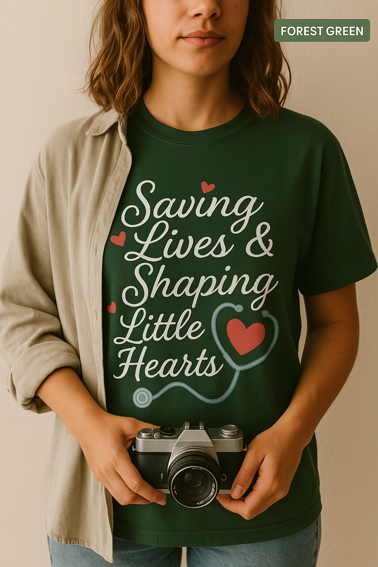 Saving Lives & Shaping Little Hearts Unisex T-Shirt, Nurse Gift, Medical Worker Shirt, Healthcare Hero Tee, Hospital Staff Top, Doctor product thumbnail image Saving Lives & Shaping Little Hearts Unisex T-Shirt, Nurse Gift, Medical Worker Shirt, Healthcare Hero Tee, Hospital Staff Top, Doctor product thumbnail image