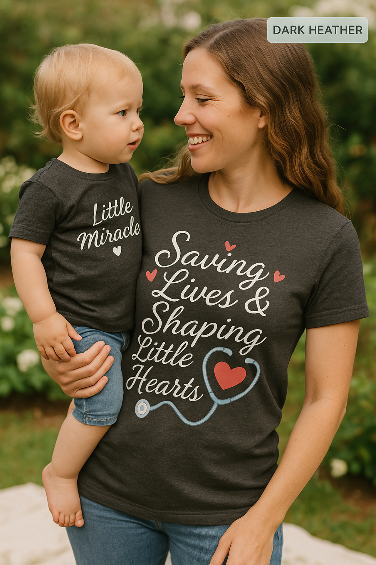 Saving Lives & Shaping Little Hearts Unisex T-Shirt, Nurse Gift, Medical Worker Shirt, Healthcare Hero Tee, Hospital Staff Top, Doctor product thumbnail image Saving Lives & Shaping Little Hearts Unisex T-Shirt, Nurse Gift, Medical Worker Shirt, Healthcare Hero Tee, Hospital Staff Top, Doctor product thumbnail image