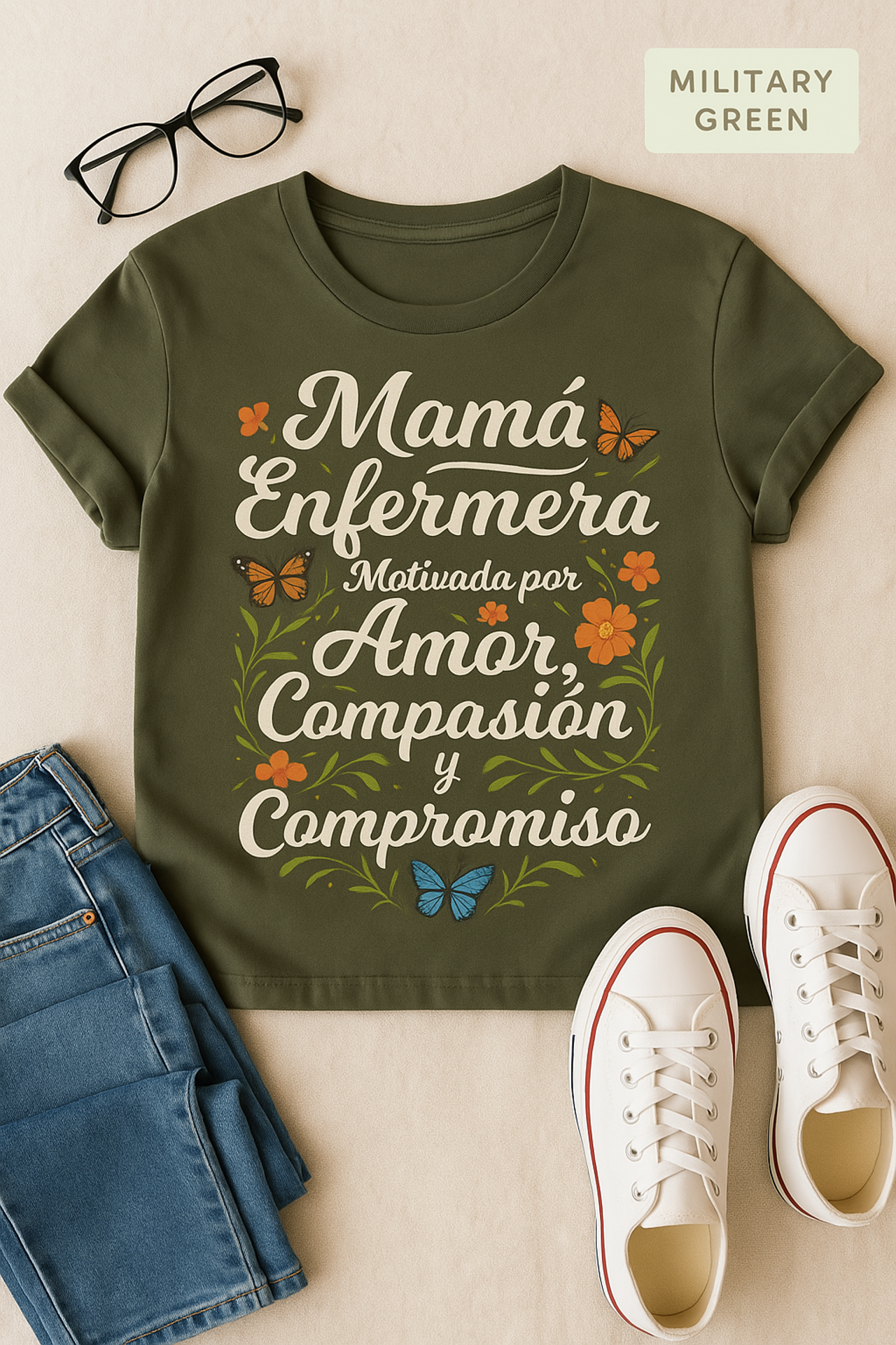 Mamá Enfermera T-Shirt, Mother Nurse, Love Compassion Commitment, Soft Tee, Inspirational Gift product thumbnail image Mamá Enfermera T-Shirt, Mother Nurse, Love Compassion Commitment, Soft Tee, Inspirational Gift product thumbnail image