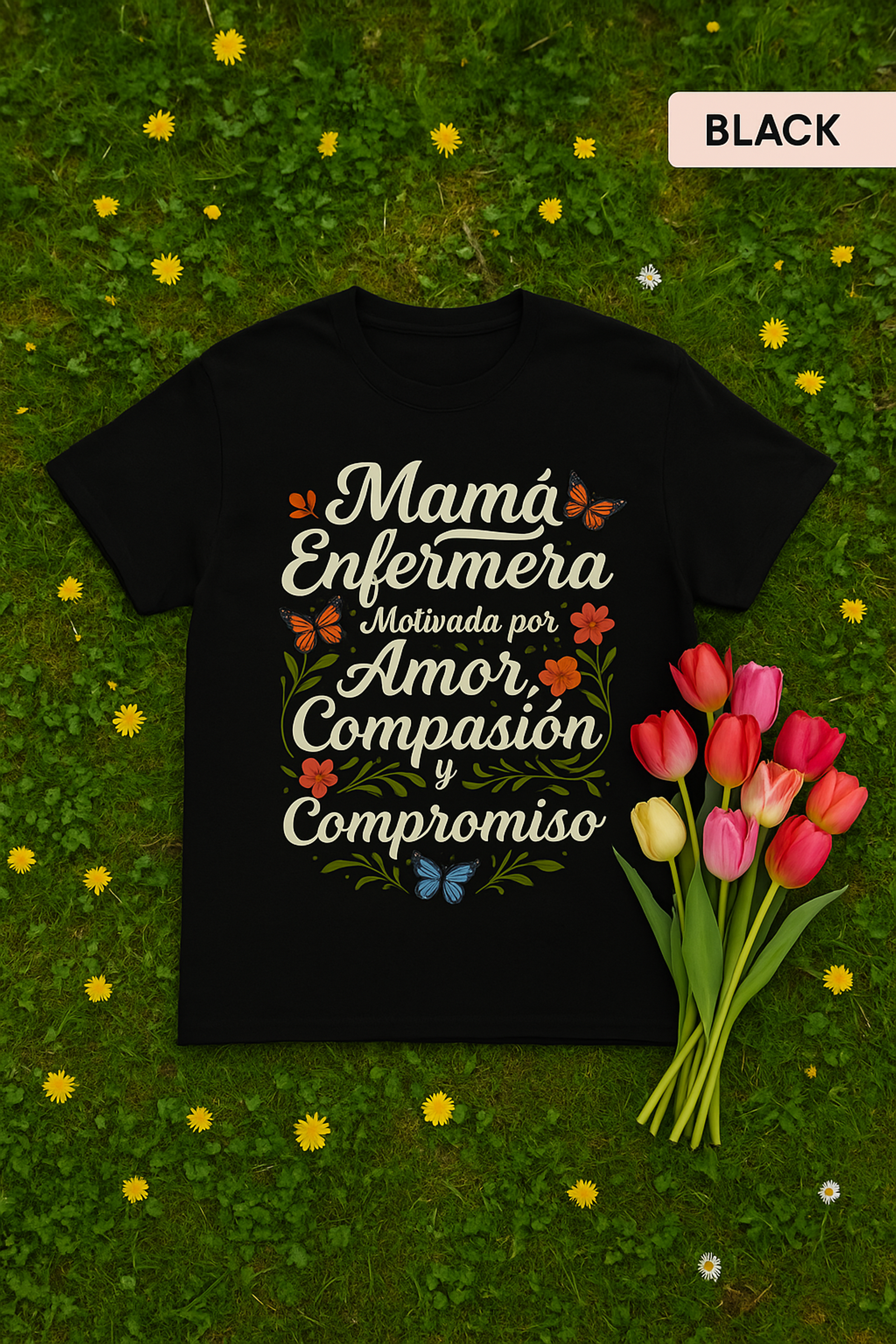 Mamá Enfermera T-Shirt, Mother Nurse, Love Compassion Commitment, Soft Tee, Inspirational Gift product thumbnail image Mamá Enfermera T-Shirt, Mother Nurse, Love Compassion Commitment, Soft Tee, Inspirational Gift product thumbnail image