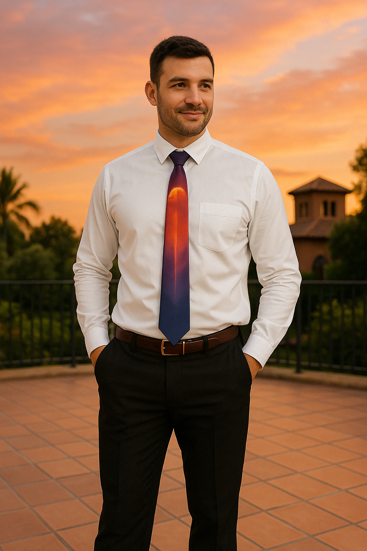 Sunset Horizon Necktie Elegant Gradient Tie for Men Business or Formal Wear