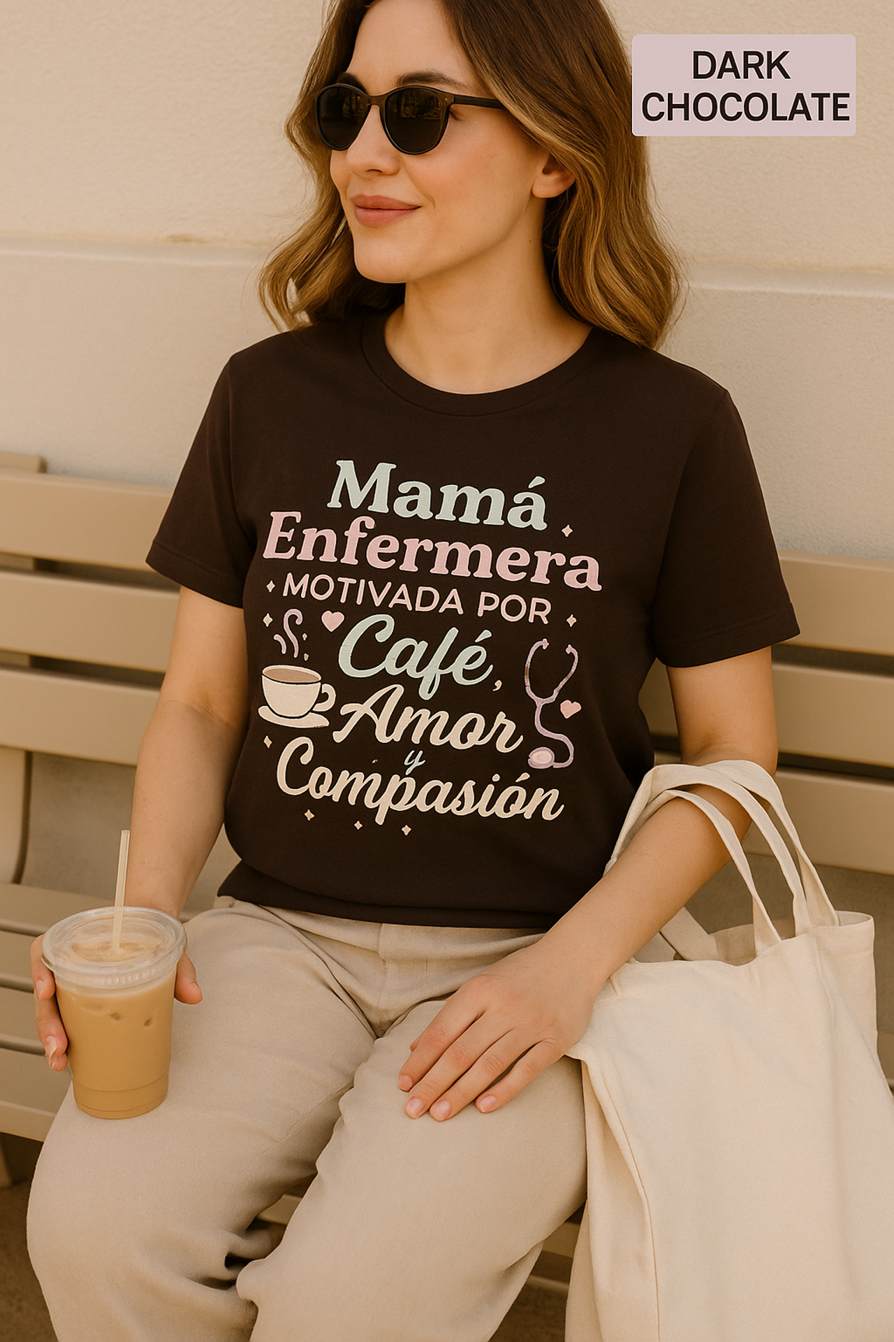 Mamá Enfermera Unisex T-Shirt, Motivada por Café, Amor y Compasión, Nurse Shirt, Gift for Mom, Coffee Lover, Nursing Student Shirt, product thumbnail image Mamá Enfermera Unisex T-Shirt, Motivada por Café, Amor y Compasión, Nurse Shirt, Gift for Mom, Coffee Lover, Nursing Student Shirt, product thumbnail image