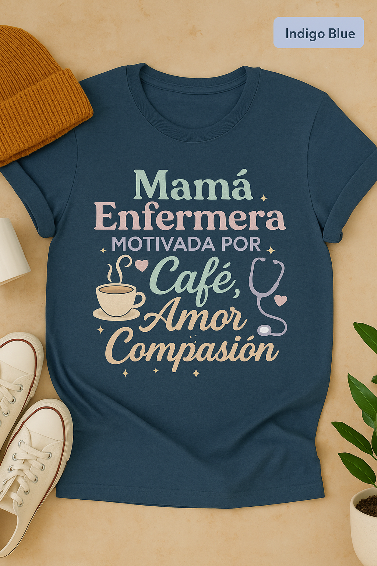 Mamá Enfermera Unisex T-Shirt, Motivada por Café, Amor y Compasión, Nurse Shirt, Gift for Mom, Coffee Lover, Nursing Student Shirt, product thumbnail image Mamá Enfermera Unisex T-Shirt, Motivada por Café, Amor y Compasión, Nurse Shirt, Gift for Mom, Coffee Lover, Nursing Student Shirt, product thumbnail image