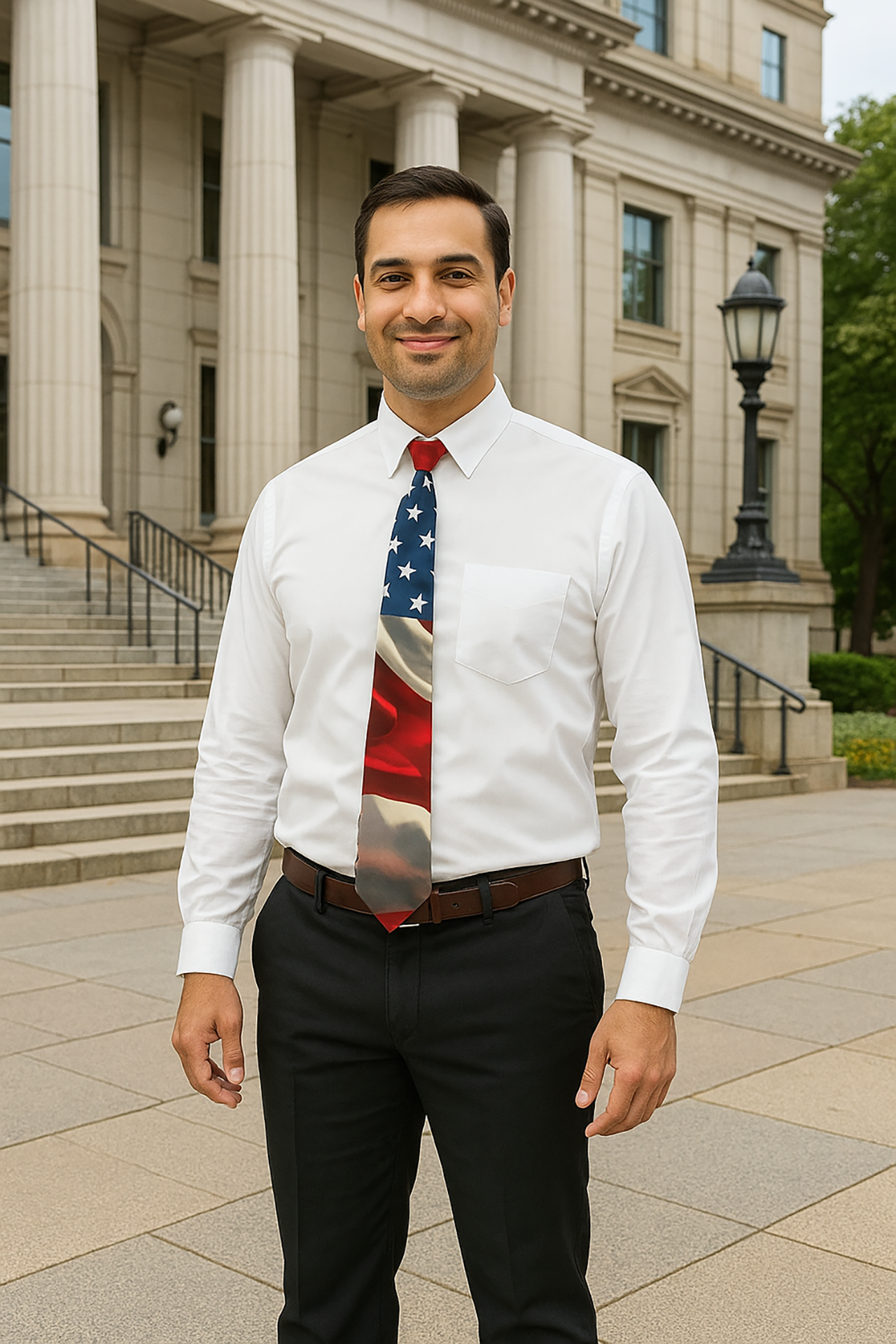 Patriotic Pride Necktie American Flag Inspired Red White And Blue Tie for Men