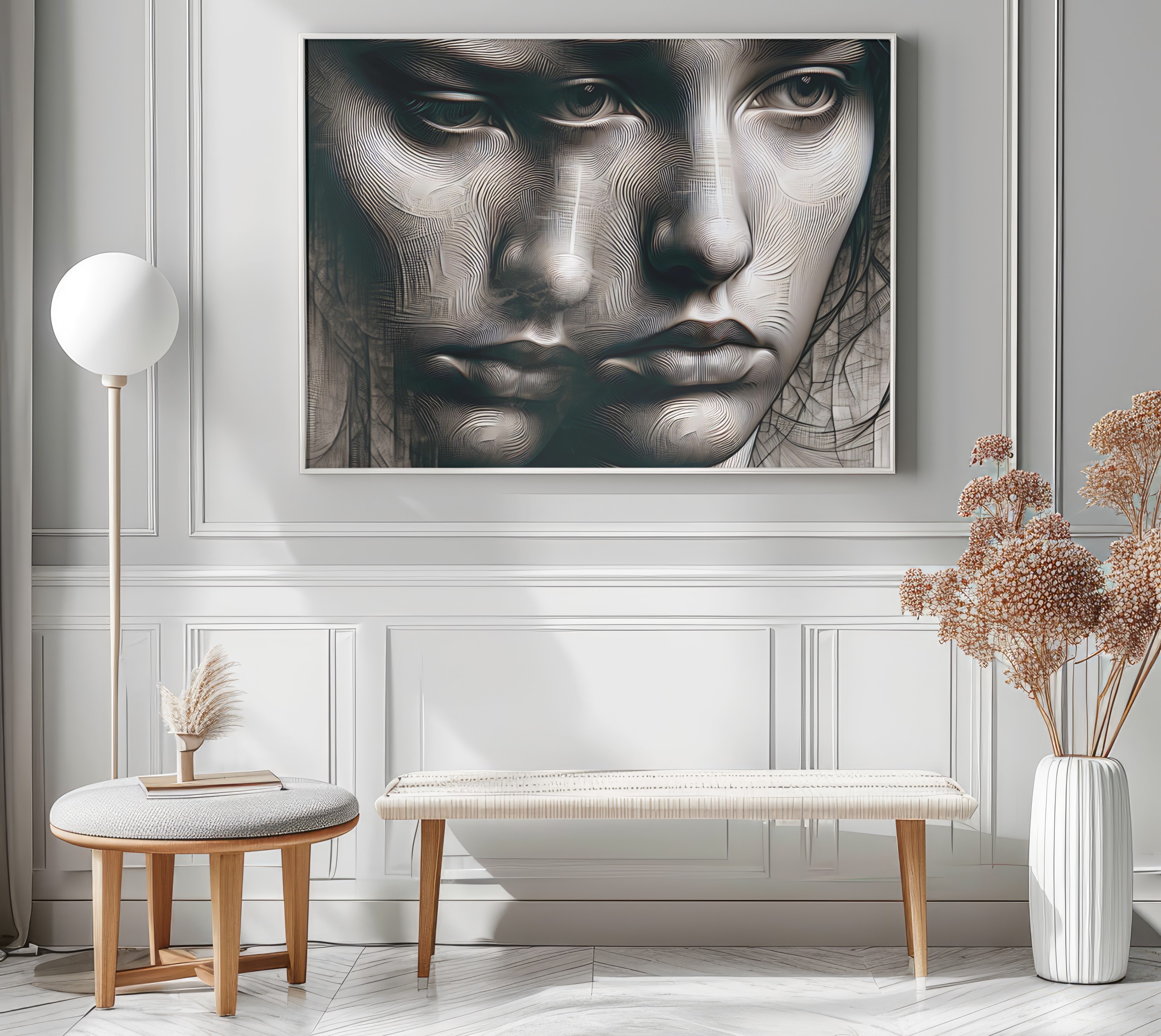 Emotive Fine Art Poster - Dual Faces Abstract Wall Art for Modern Home Decor