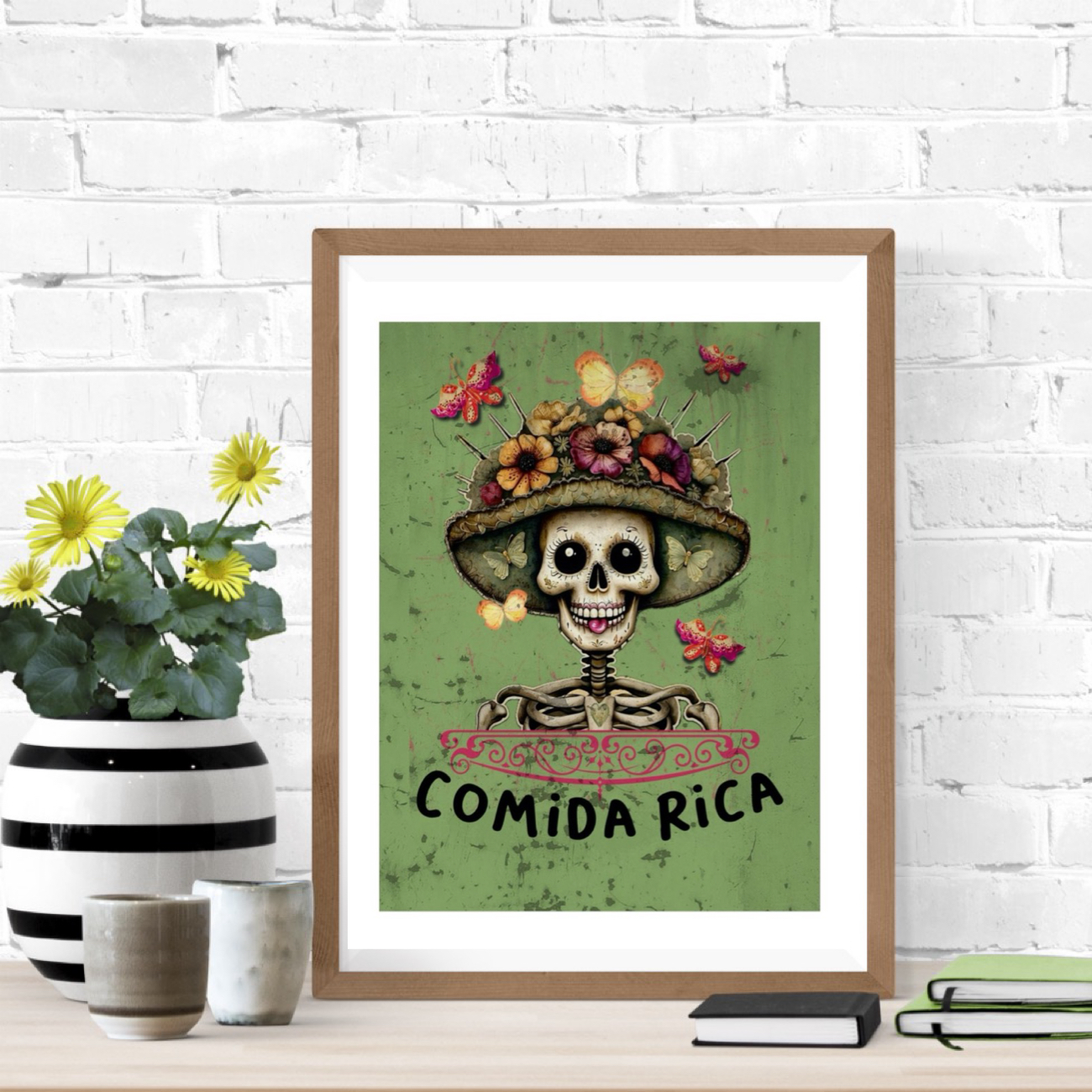 Comida Rica Skeleton Matte Vertical Poster - Vibrant Dia de los Muertos Art Comida Rica Skeleton Matte Vertical Poster - Vibrant Dia de los Muertos Art