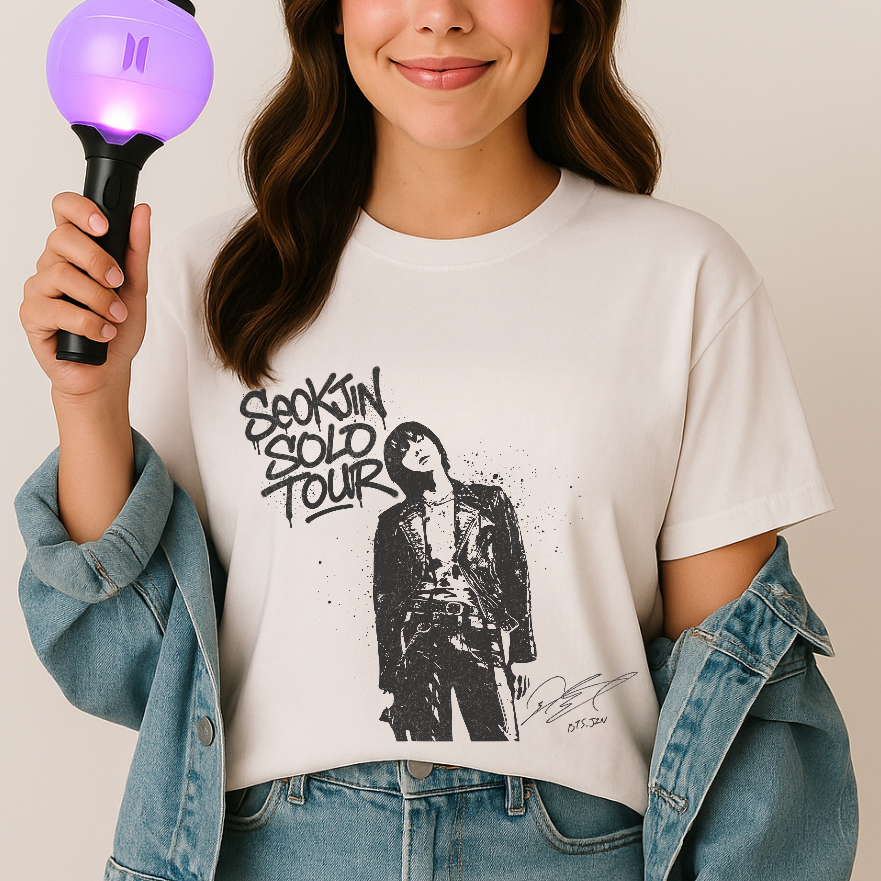 Jin Solo Tour Unisex Tee, Printed on Front and Back, Designed for Army, by Army product thumbnail image Jin Solo Tour Unisex Tee, Printed on Front and Back, Designed for Army, by Army product thumbnail image