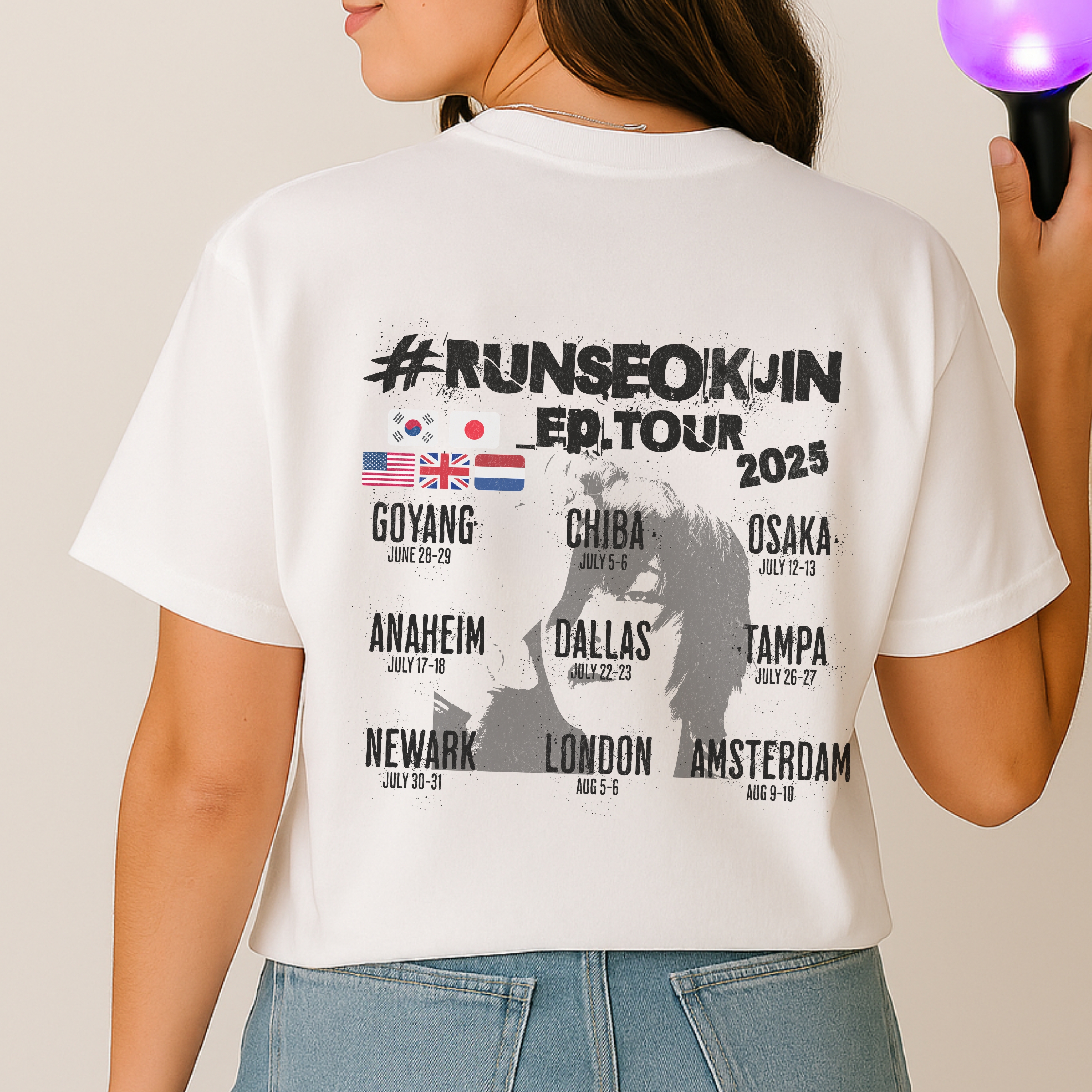 Jin Solo Tour Unisex Tee, Printed on Front and Back, Designed for Army, by Army product thumbnail image Jin Solo Tour Unisex Tee, Printed on Front and Back, Designed for Army, by Army product thumbnail image