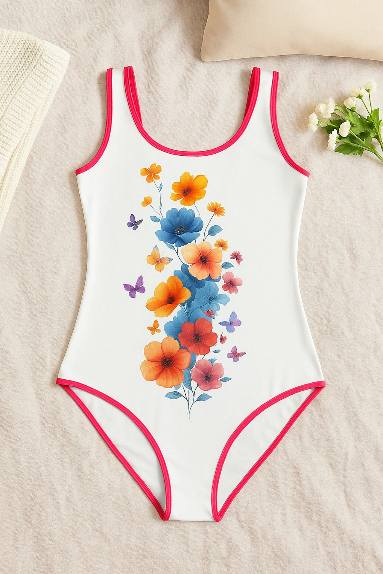Floral Bloom One-Piece Swimsuit Women’s Vintage-Style Bathing Suit with Bright Summer Flowers product thumbnail image Floral Bloom One-Piece Swimsuit Women’s Vintage-Style Bathing Suit with Bright Summer Flowers product thumbnail image