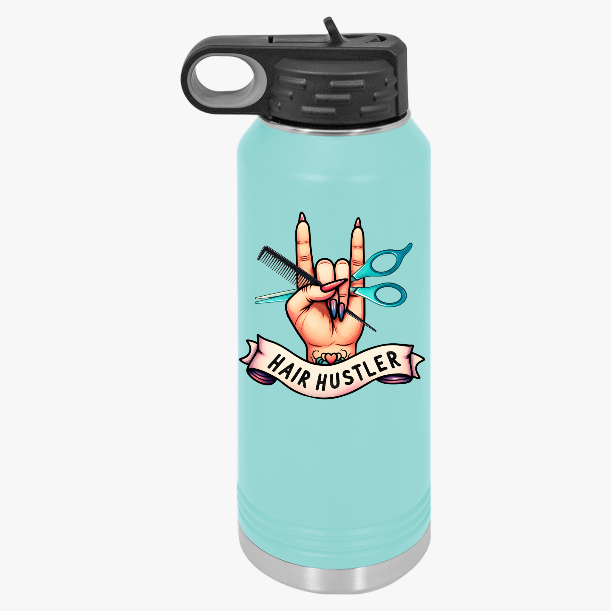Hair Hustler Water Bottle, Perfect Gift for Hair Stylists, 32oz, Motivational Drinkware, Stylish Hydration, Salon Accessory, Hairdresser product thumbnail image