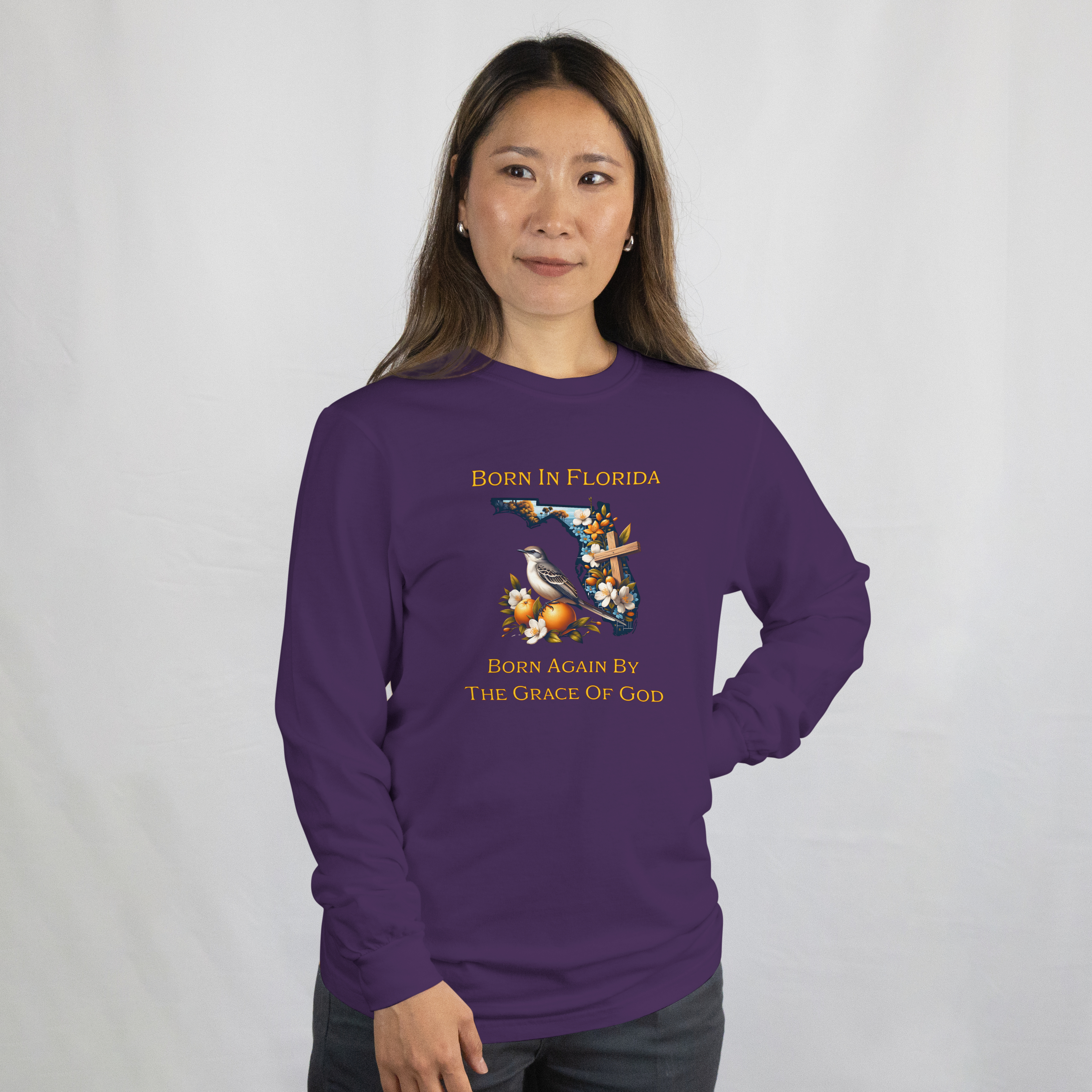 Born In Florida Born Again By The Grace Of God Long Sleeve T-Shirt - Faith & Nature Design product thumbnail image Born In Florida Born Again By The Grace Of God Long Sleeve T-Shirt - Faith & Nature Design product thumbnail image