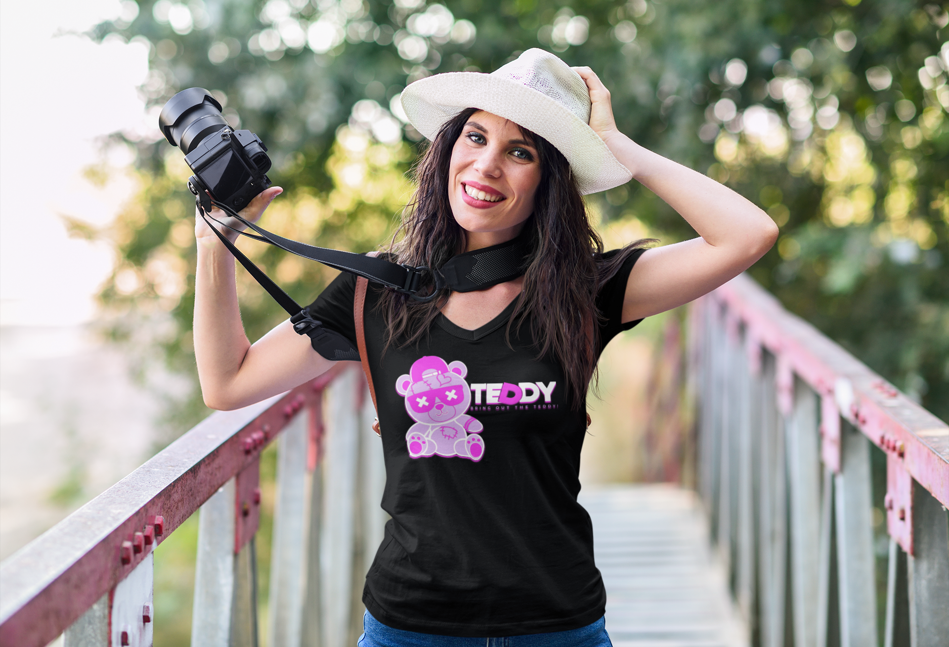 Bring Out The Teddy! Ladies - V-Neck Tee, Gift for Her, Casual & Vibrant Design product thumbnail image Bring Out The Teddy! Ladies - V-Neck Tee, Gift for Her, Casual & Vibrant Design product thumbnail image