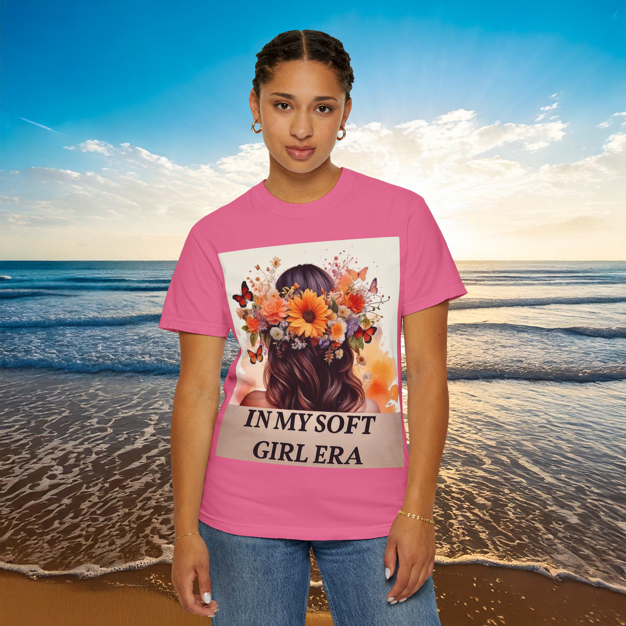 In My Soft Girl Era Tee | Comfort Colors® Unisex Shirt | Floral Butterfly Graphic T-Shirt | Y2K Pastel Aesthetic | TikTok Viral Self Love Top Gift | Vintage Vibes Tee | Coquette Girlie Style | Cottagecore Softie Shirt | Emotional Support Outfit | Vibes