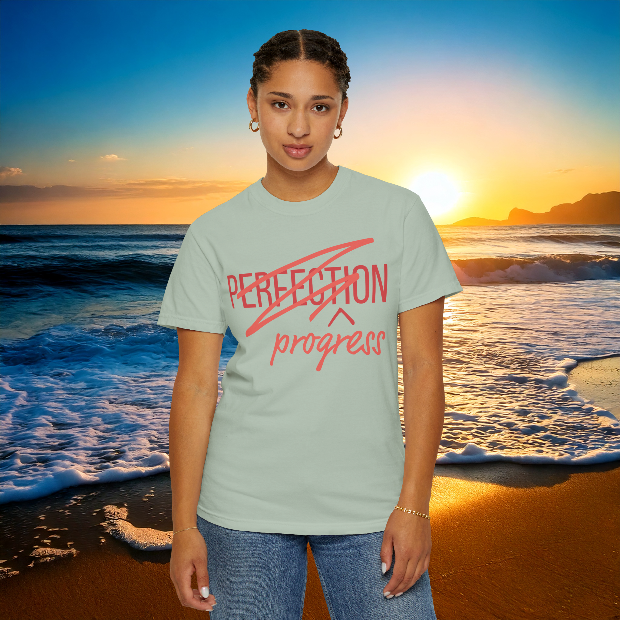 Progress Over Perfection Comfort Colors Tee | Motivational Graphic Shirt | Sustainable Unisex Garment-Dyed T-Shirt | Viral Self Growth Aesthetic | Inspirational Quote Cotton Tee | TikTok Mindset Fit | Healing Era Outfit | Daily Reminder Gift | Gym Top product thumbnail image