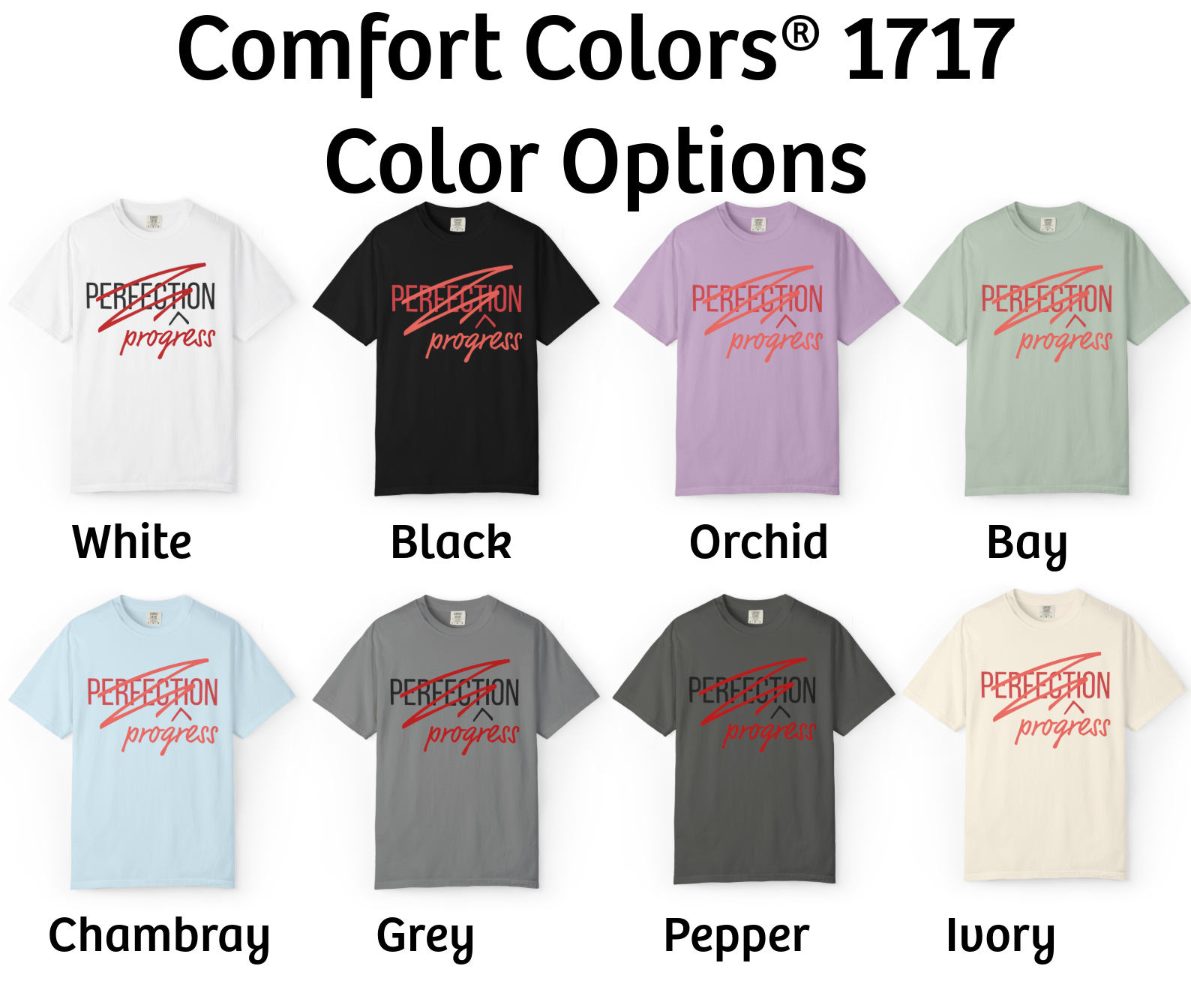 Progress Over Perfection Comfort Colors Tee | Motivational Graphic Shirt | Sustainable Unisex Garment-Dyed T-Shirt | Viral Self Growth Aesthetic | Inspirational Quote Cotton Tee | TikTok Mindset Fit | Healing Era Outfit | Daily Reminder Gift | Gym Top product thumbnail image
