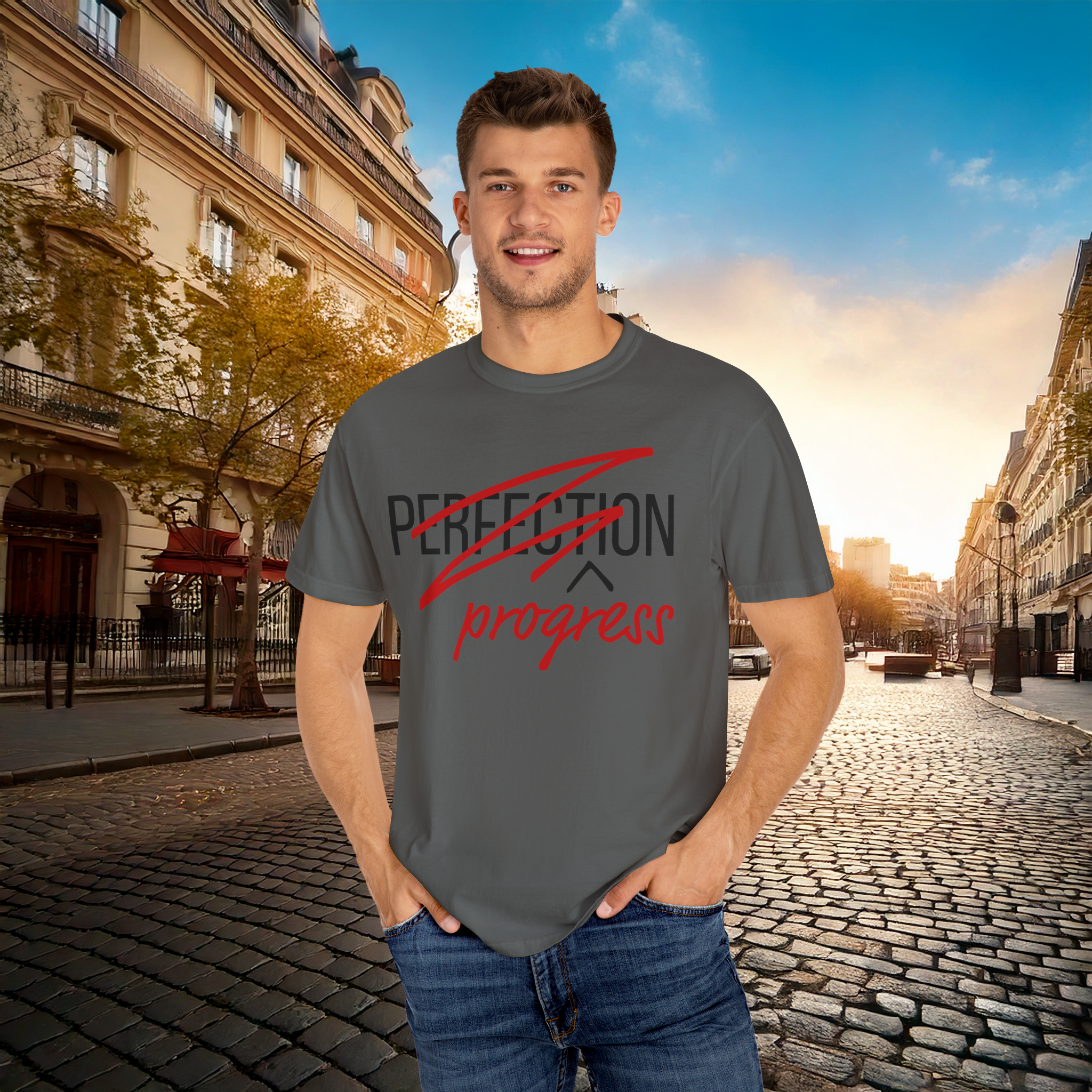 Progress Over Perfection Comfort Colors Tee | Motivational Graphic Shirt | Sustainable Unisex Garment-Dyed T-Shirt | Viral Self Growth Aesthetic | Inspirational Quote Cotton Tee | TikTok Mindset Fit | Healing Era Outfit | Daily Reminder Gift | Gym Top product thumbnail image