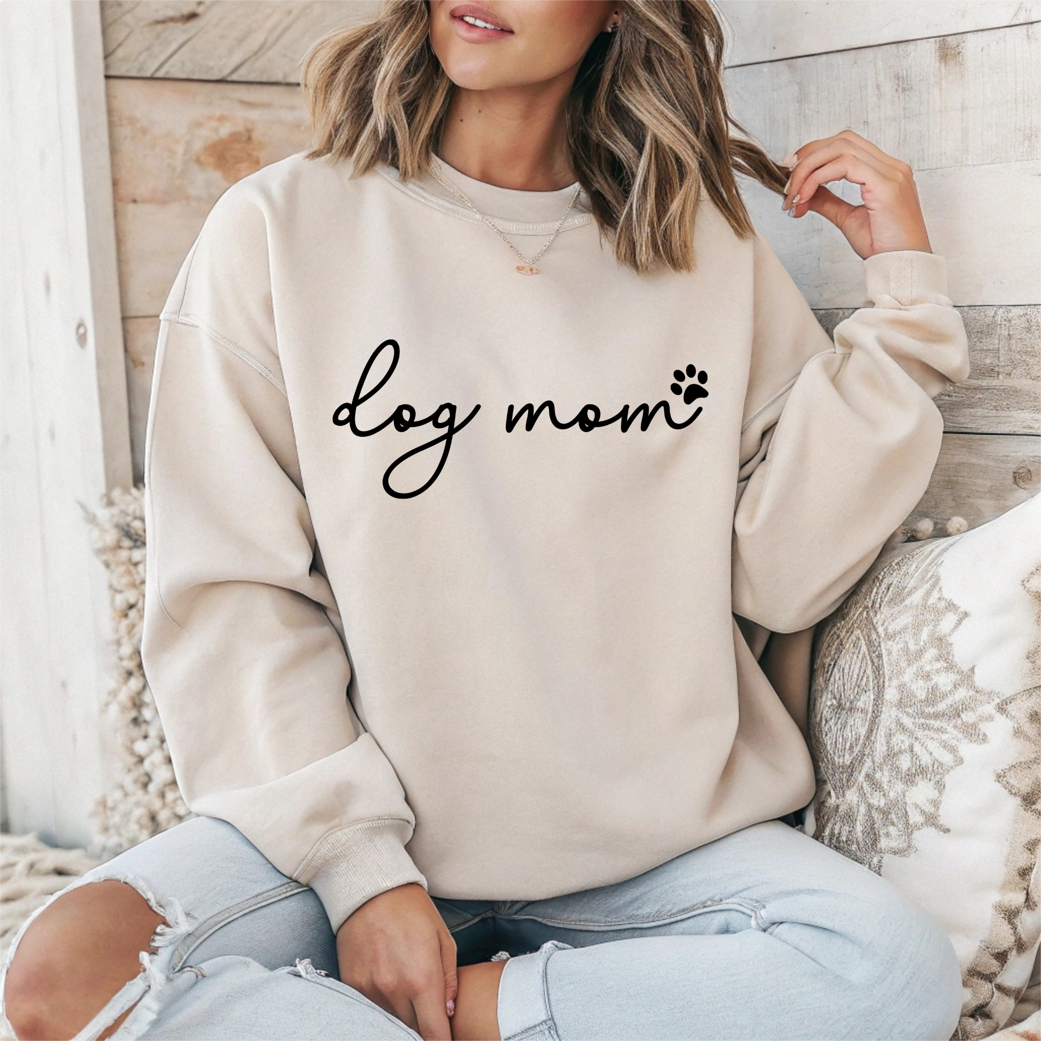 Dog Mom Crewneck Sweatshirt - Unisex Heavy Blend™, Perfect Gift for Pet Lovers product thumbnail image