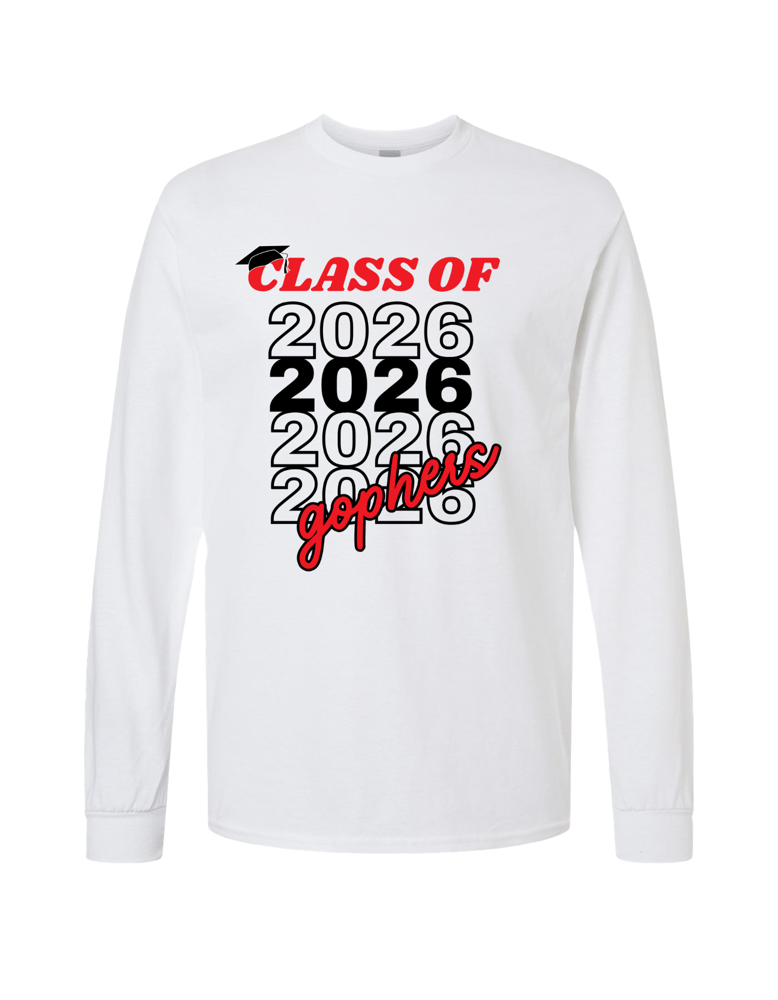 Class of 2026 Unisex Long Sleeve T-Shirt - Graduation Apparel I Clinton Prairie Gophers product thumbnail image Class of 2026 Unisex Long Sleeve T-Shirt - Graduation Apparel I Clinton Prairie Gophers product thumbnail image