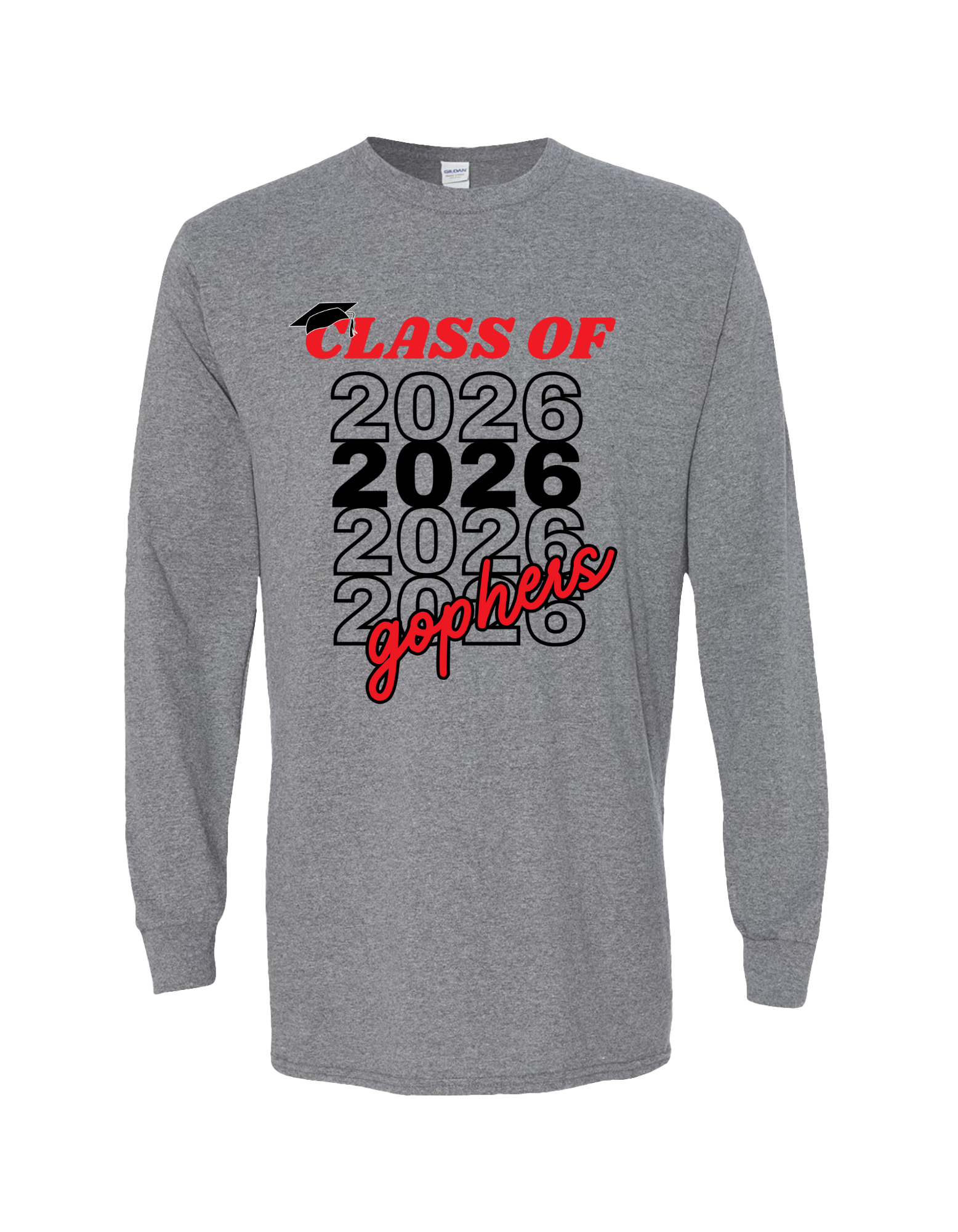 Class of 2026 Unisex Long Sleeve T-Shirt - Graduation Apparel I Clinton Prairie Gophers product thumbnail image Class of 2026 Unisex Long Sleeve T-Shirt - Graduation Apparel I Clinton Prairie Gophers product thumbnail image