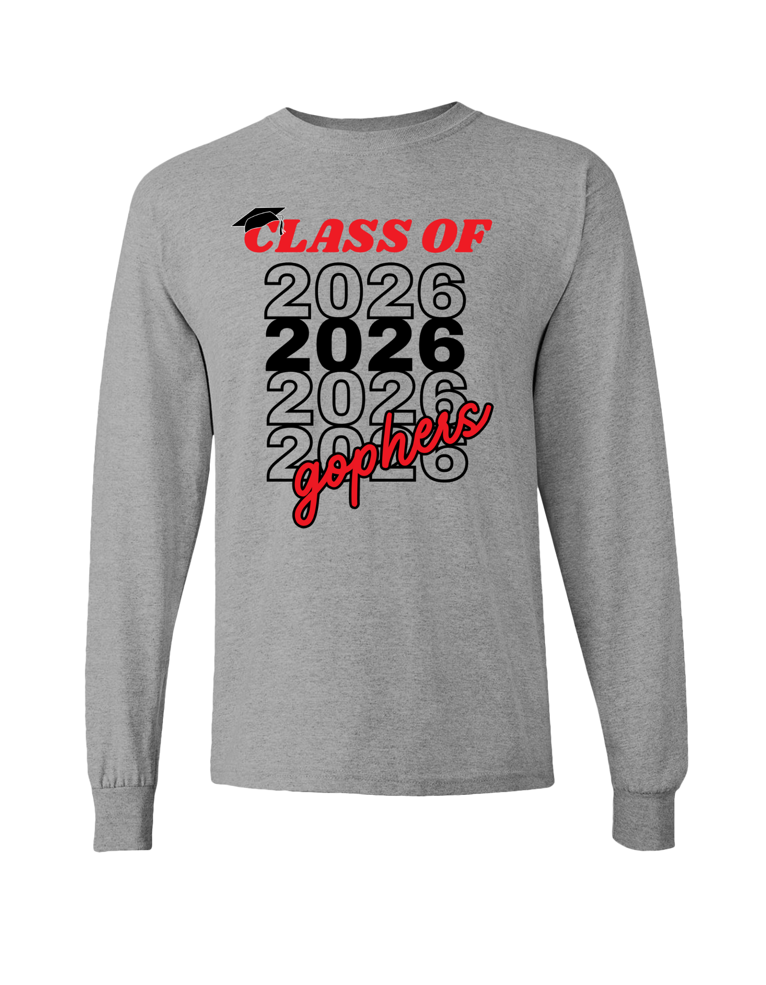 Class of 2026 Unisex Long Sleeve T-Shirt - Graduation Apparel I Clinton Prairie Gophers Class of 2026 Unisex Long Sleeve T-Shirt - Graduation Apparel I Clinton Prairie Gophers
