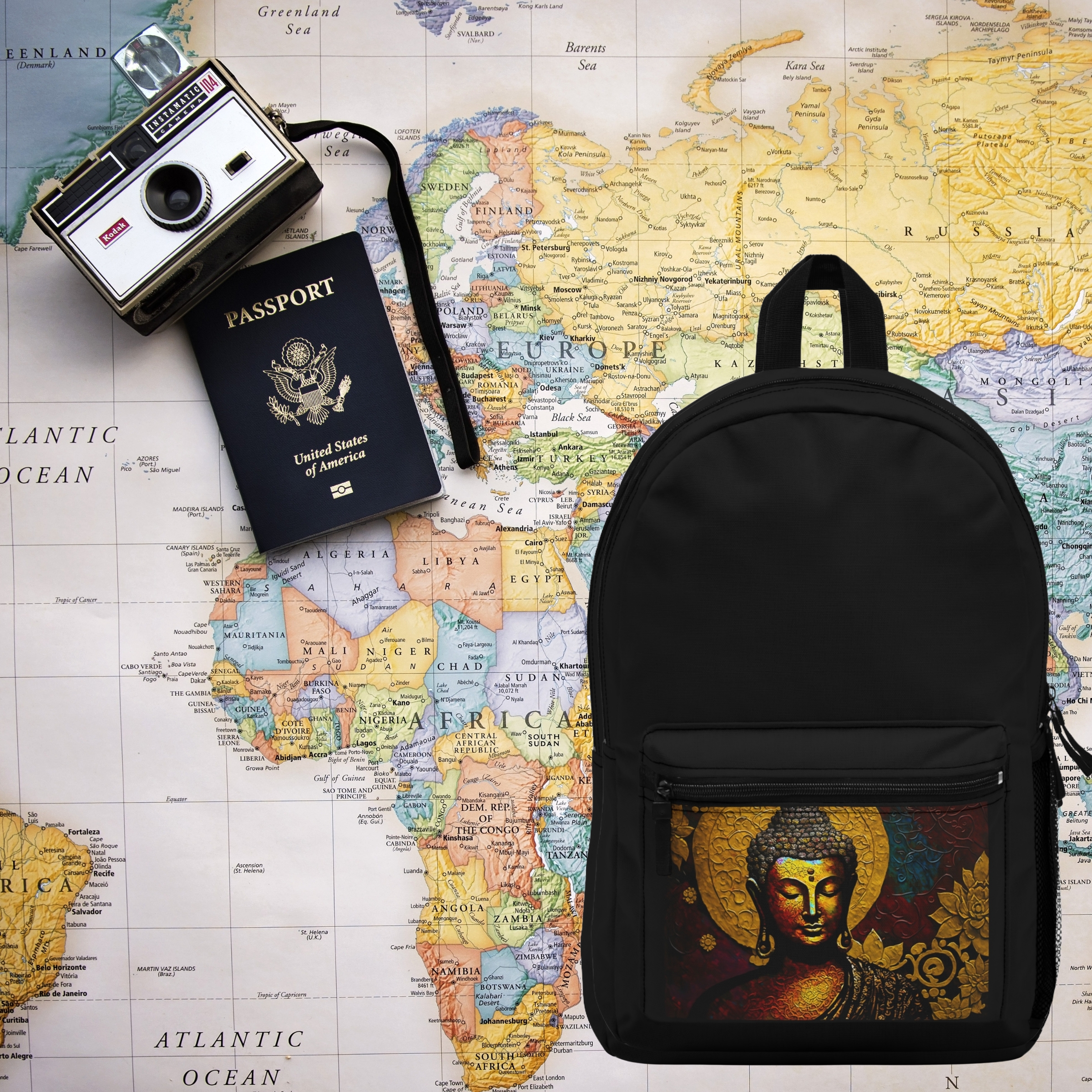 Golden Buddha in Meditation Backpack product thumbnail image Golden Buddha in Meditation Backpack product thumbnail image